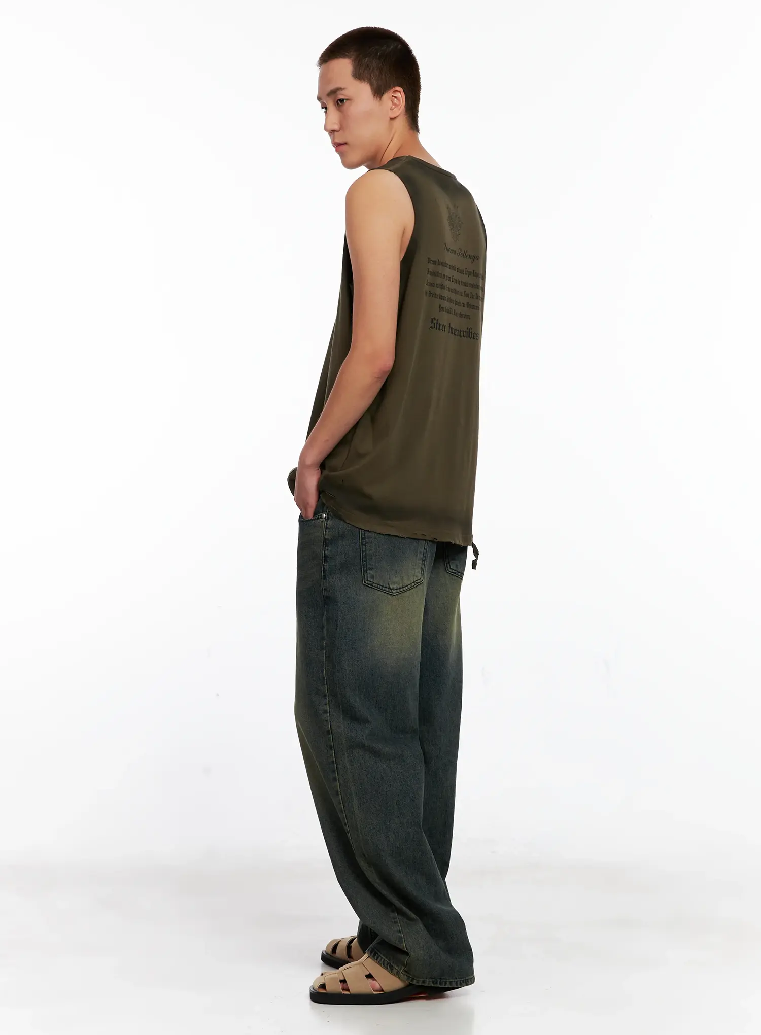 Men's Distressed Muscle Tee IG508 - Image 2