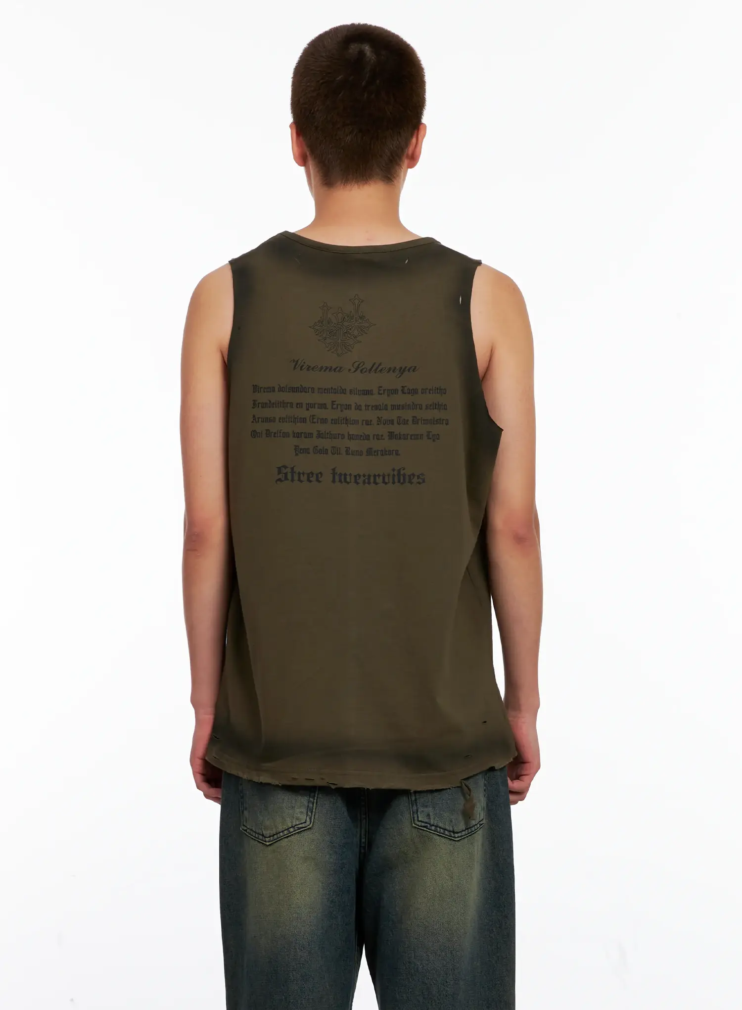 Men's Distressed Muscle Tee IG508 - Image 6