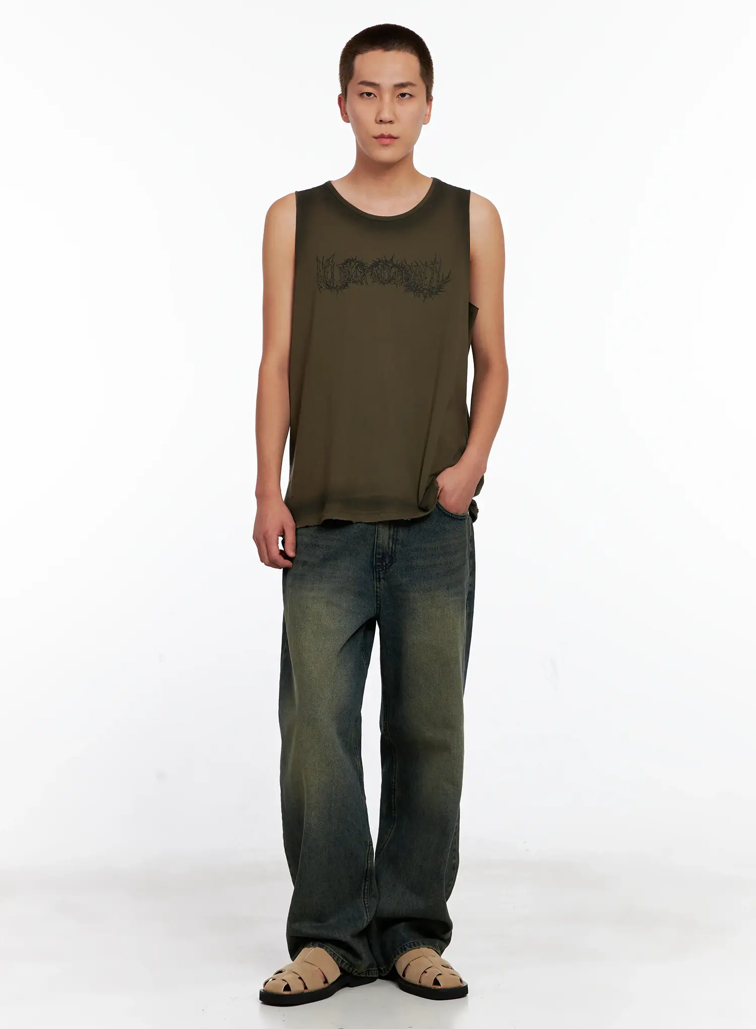 Men's Distressed Muscle Tee IG508 - Image 8