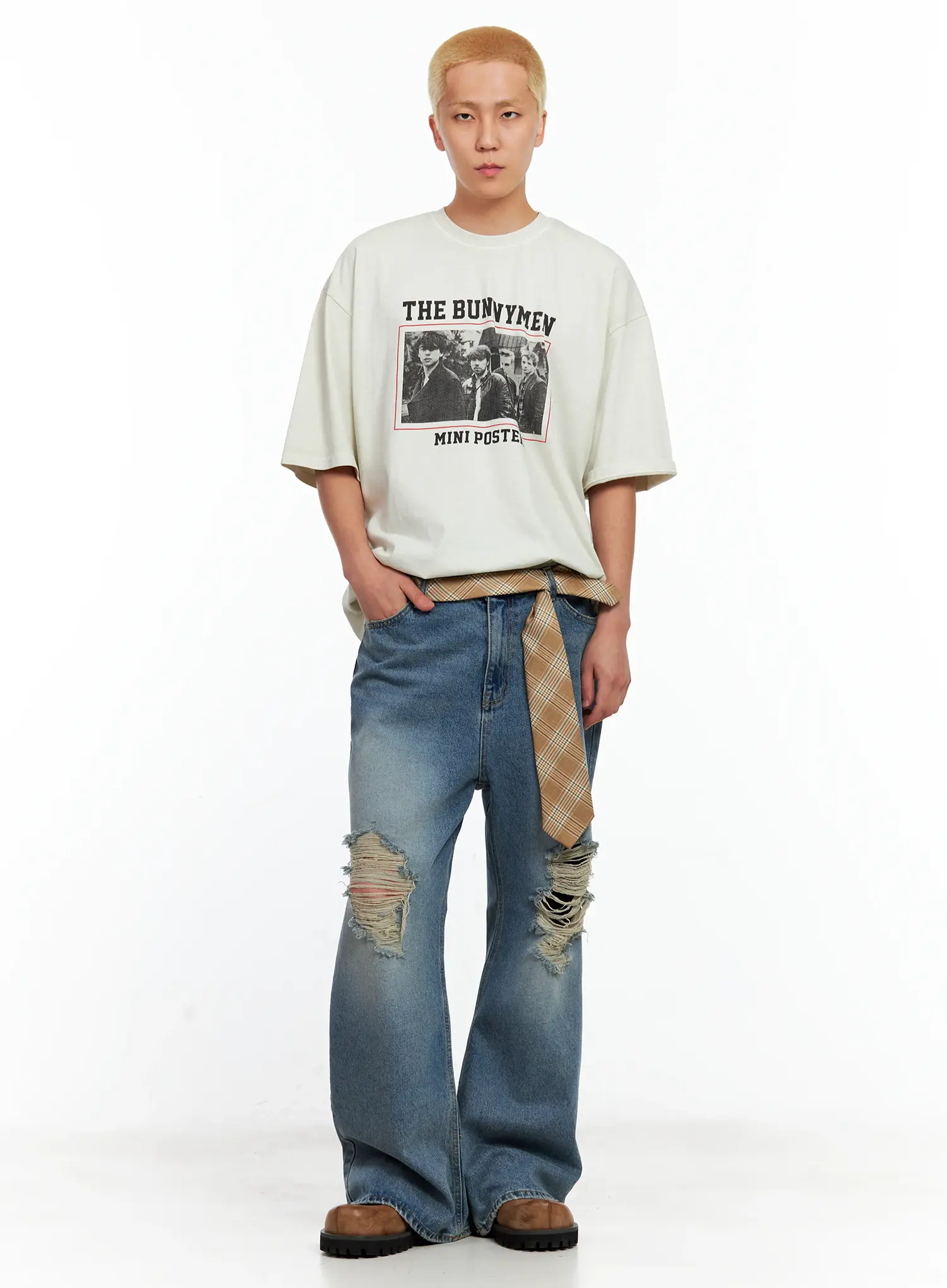 Men's Distressed Wide-Leg Denim Pants IL511 - Image 20