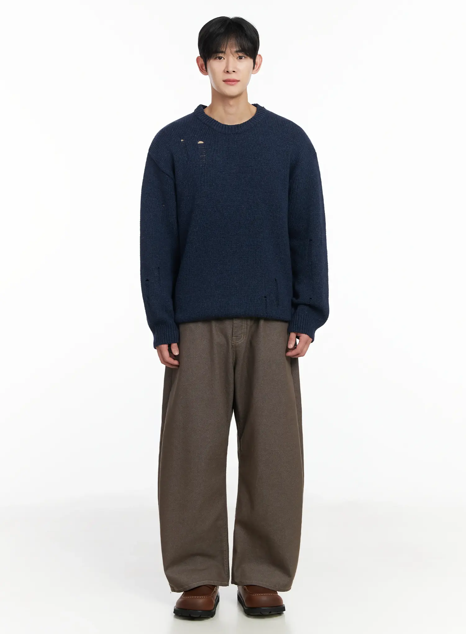 Men's Distressed Wool Sweater IF516 - Image 3