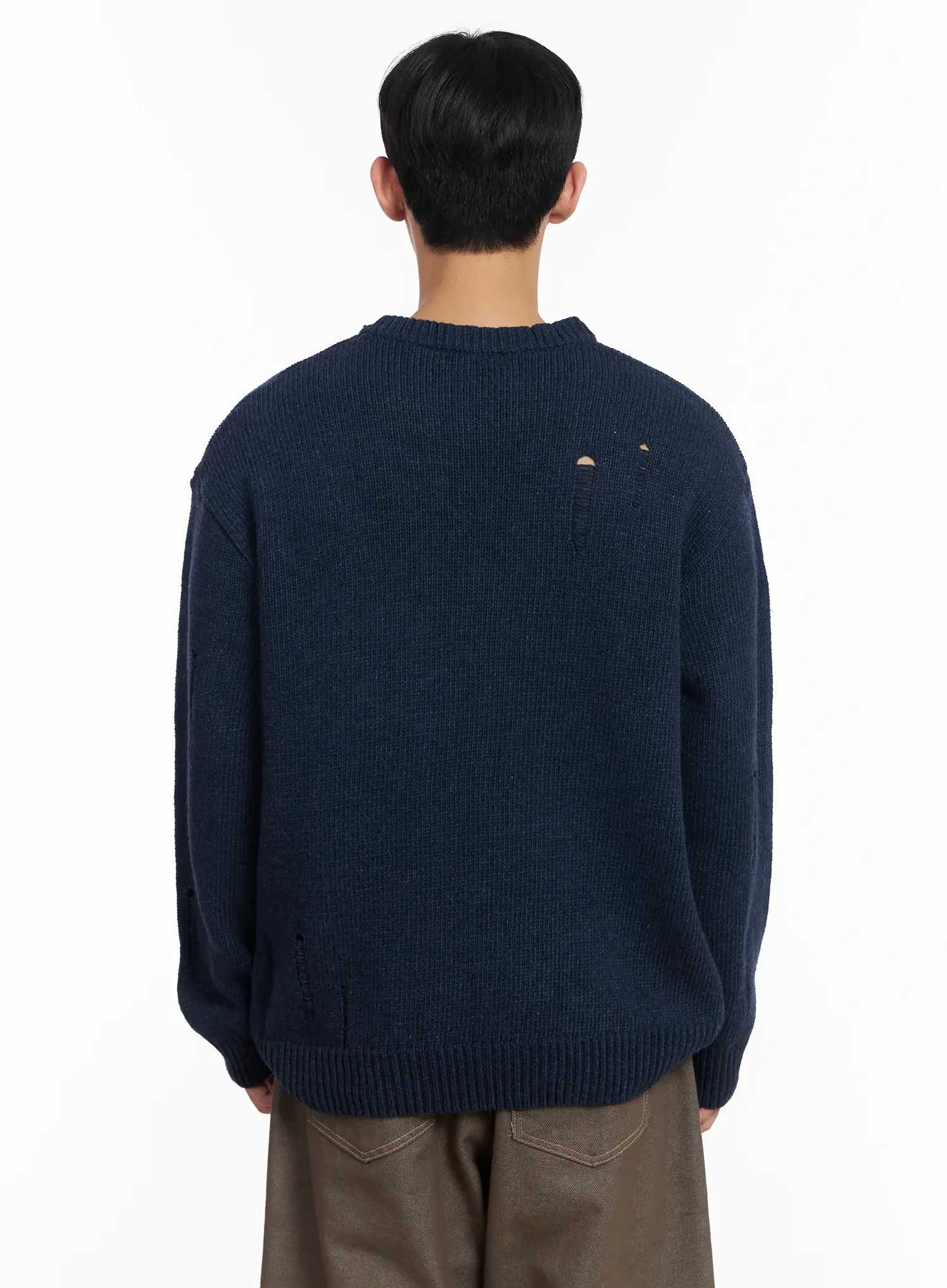 Men's Distressed Wool Sweater IF516 - Image 5