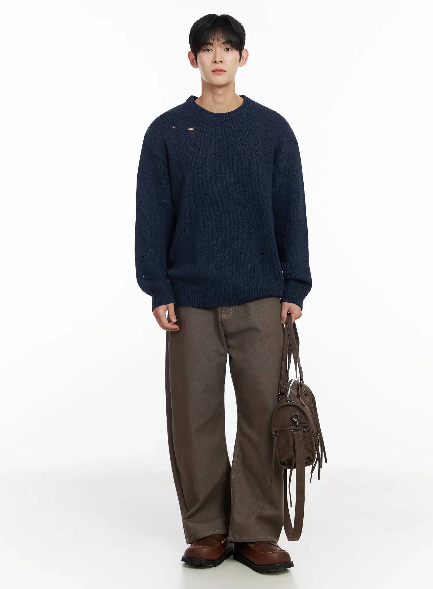 Men's Distressed Wool Sweater IF516 - Image 8