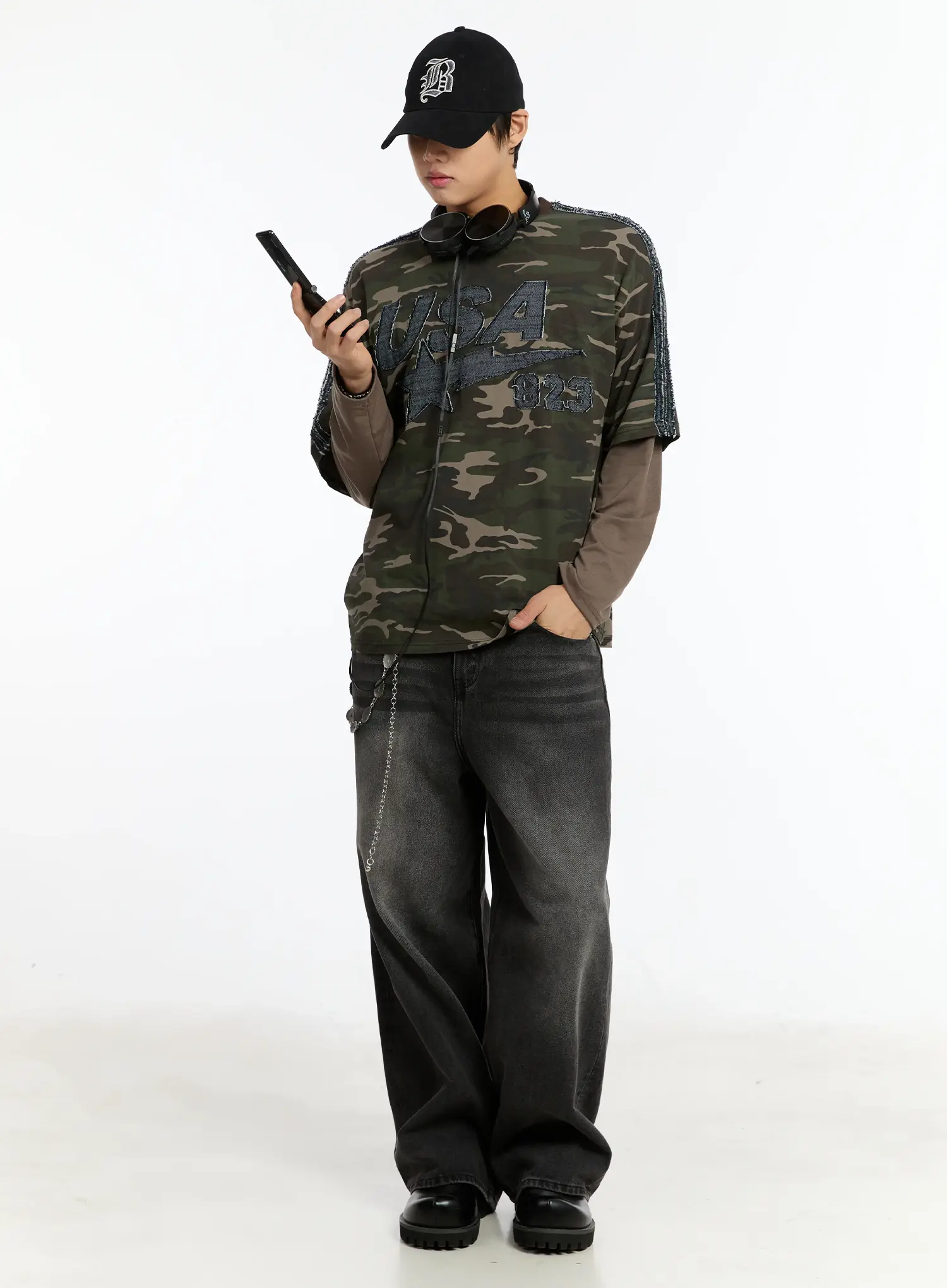 Men's Double Layer Camo Long Sleeve Tee IM502