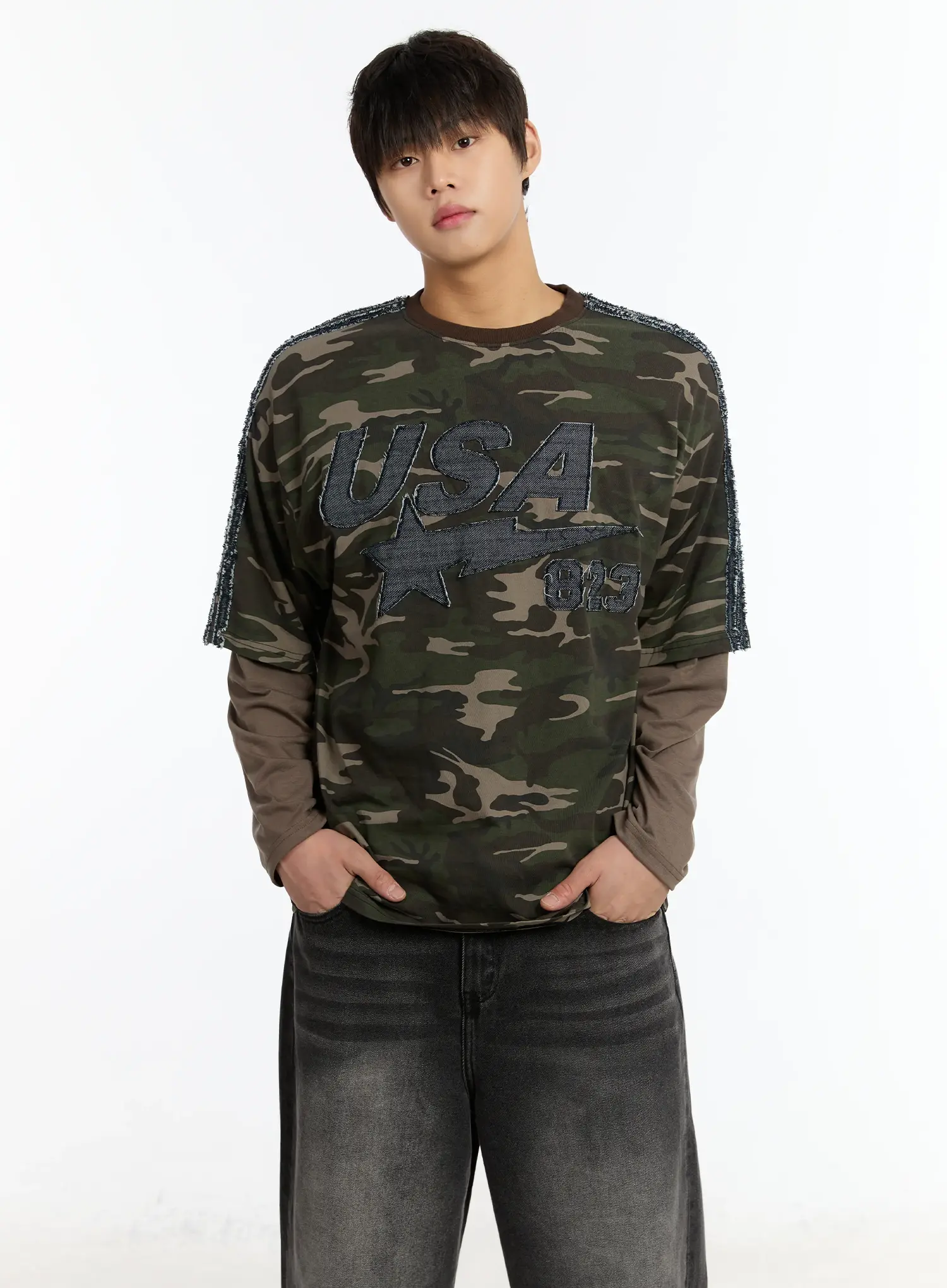 Men's Double Layer Camo Long Sleeve Tee IM502 - Image 6