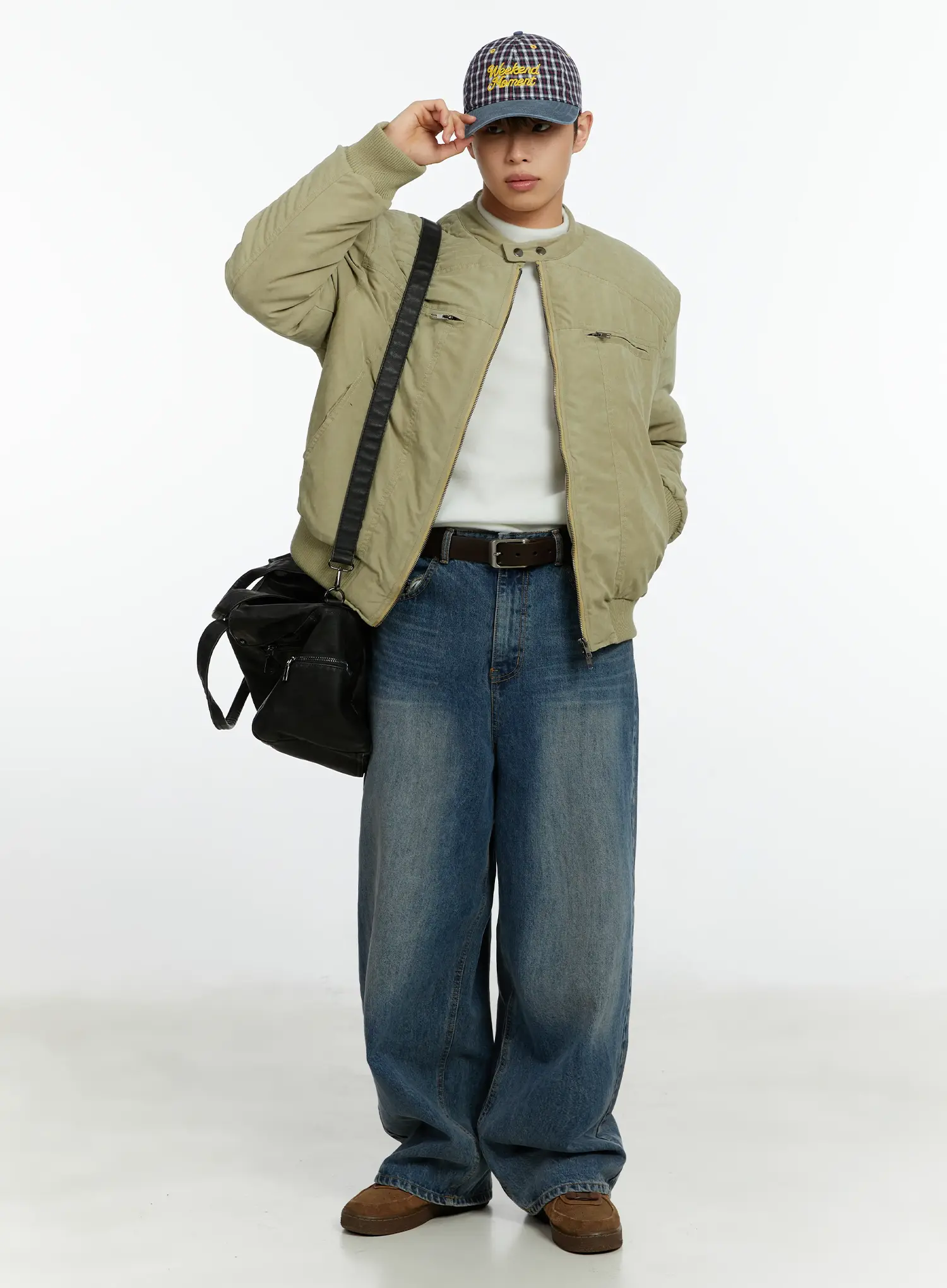 Men's Double Zip Rider Bomber Jacket IF511