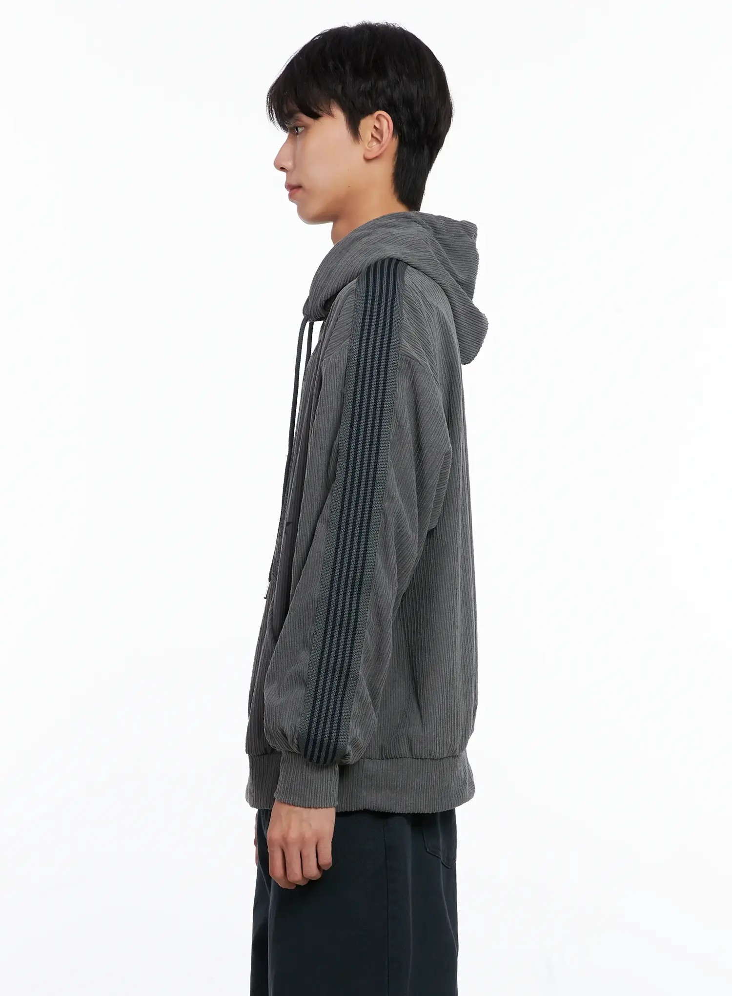 Men's Embroidered Corduroy Hoodie IS519 - Image 5
