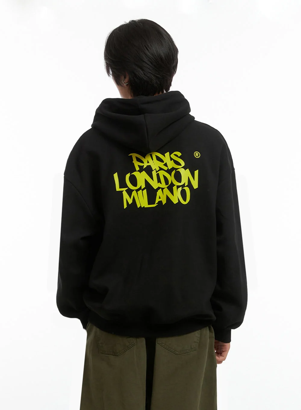 Men's Embroidered Oversized Hoodie (Black) IO417 - Image 5