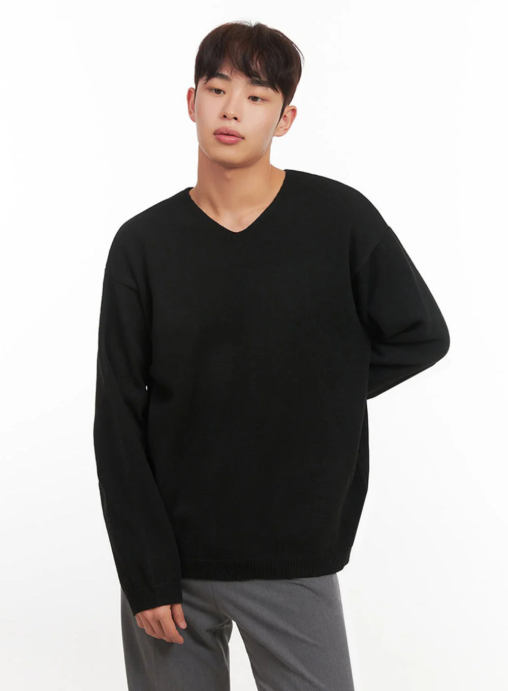 Men's Essential Black V-Neck Sweater IF517 - Image 5