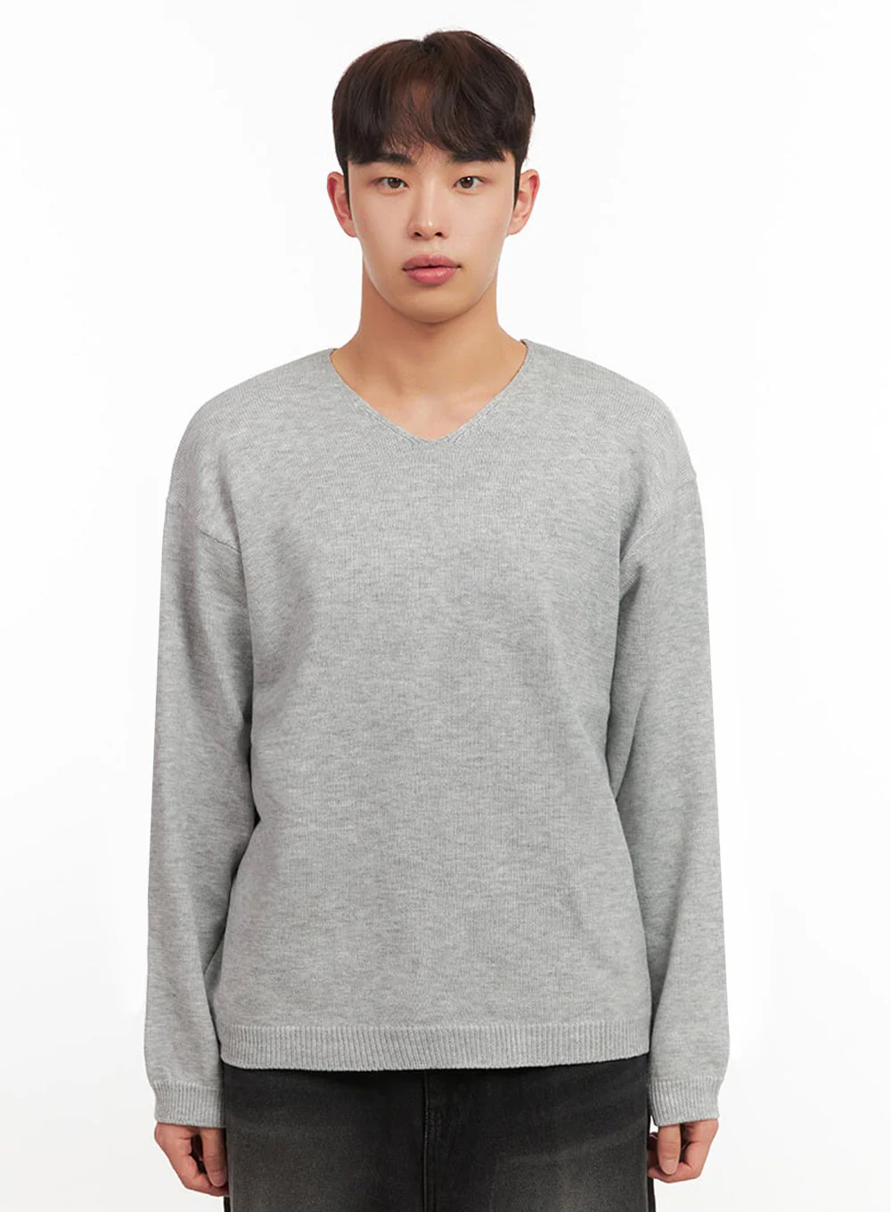 Men's Essential Gray V-Neck Sweater IF517 - Image 9