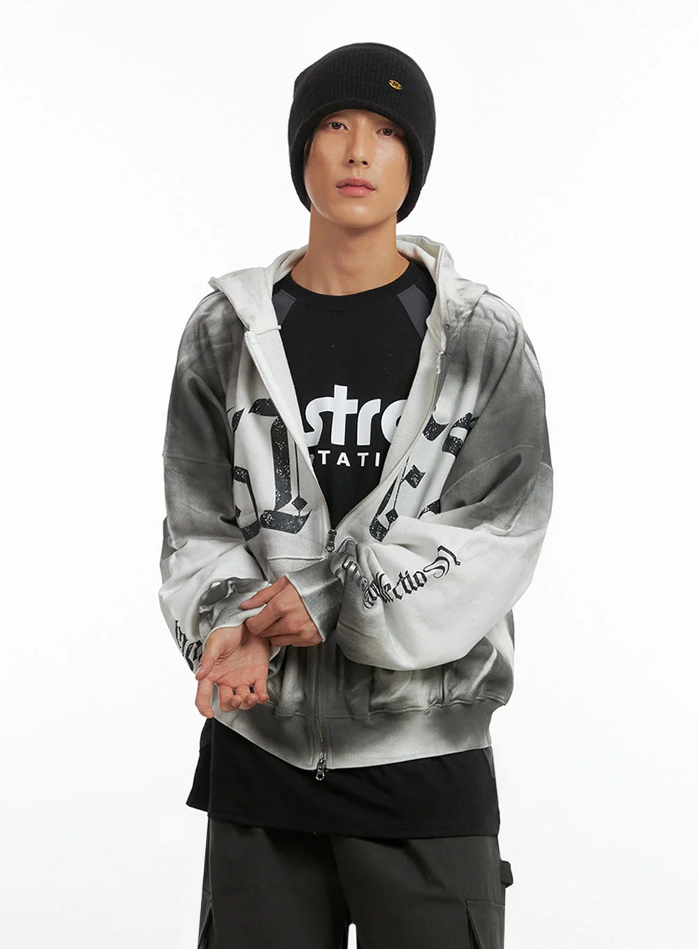 Men's Faded Zip Up Hoodie IO417 - Image 2
