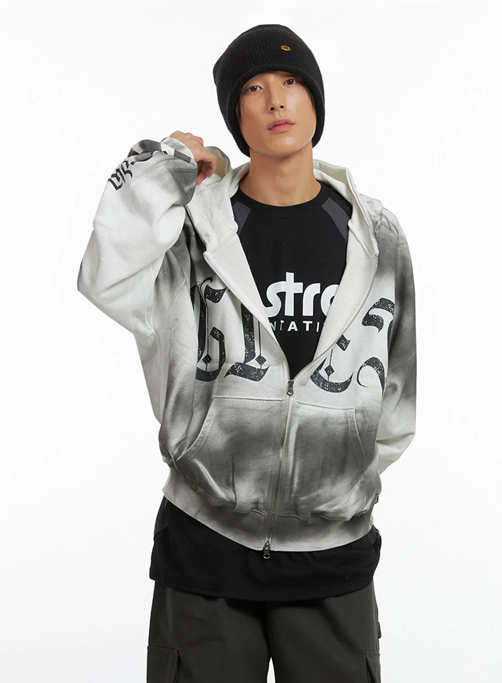 Men's Faded Zip Up Hoodie IO417 - Image 3