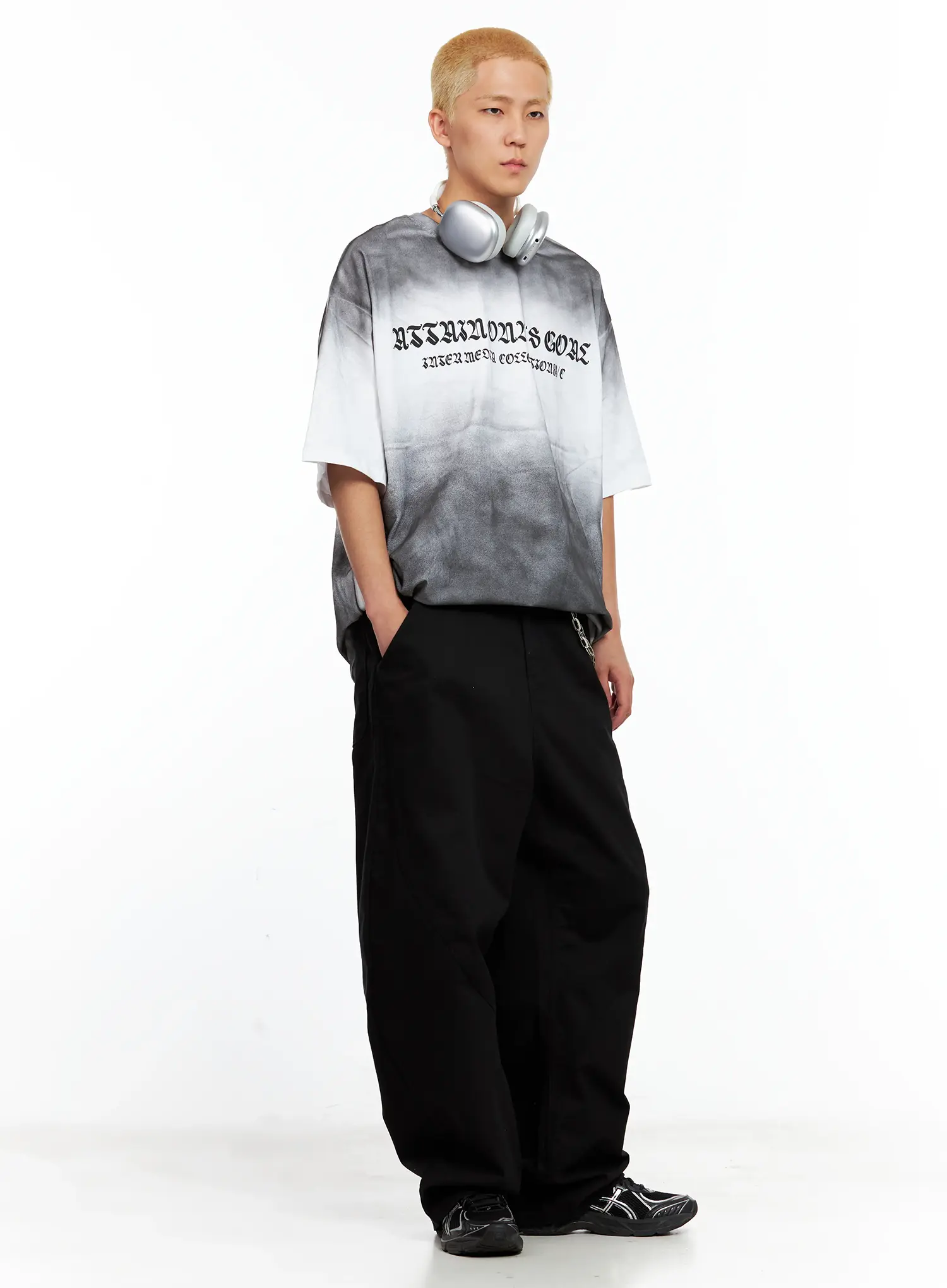 Men's Gradient Graphic Oversized Tee IL511 - Image 12