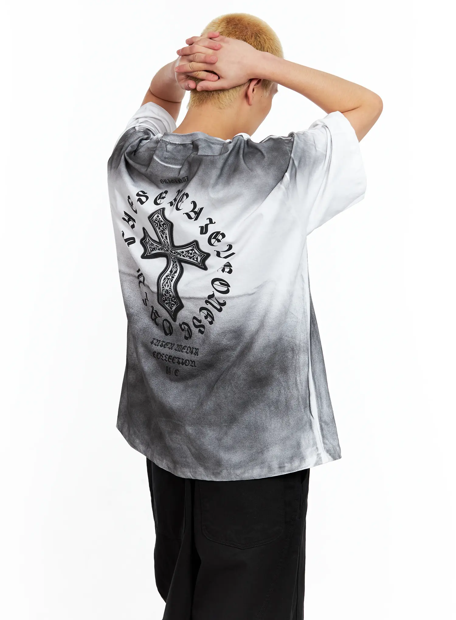 Men's Gradient Graphic Oversized Tee IL511 - Image 2
