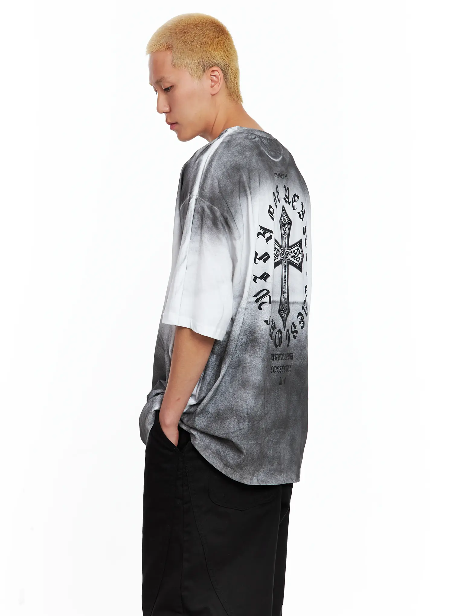 Men's Gradient Graphic Oversized Tee IL511 - Image 8