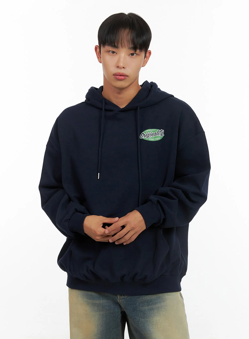 Men's Graphic Hooded Sweatshirt (Dark blue) IS420 - Image 4