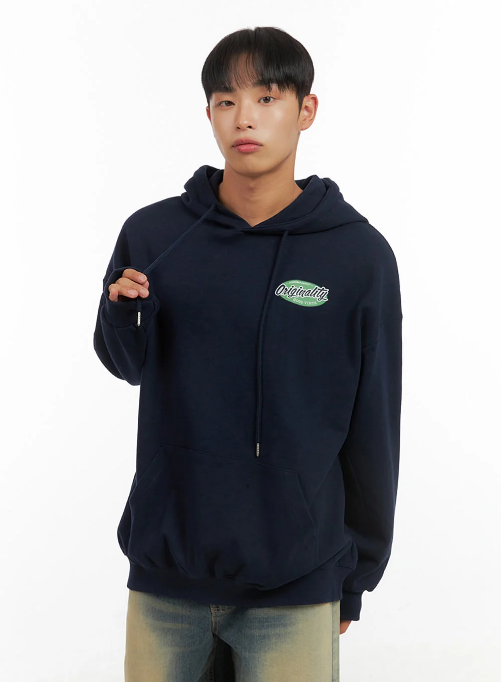 Men's Graphic Hooded Sweatshirt (Dark blue) IS420 - Image 5