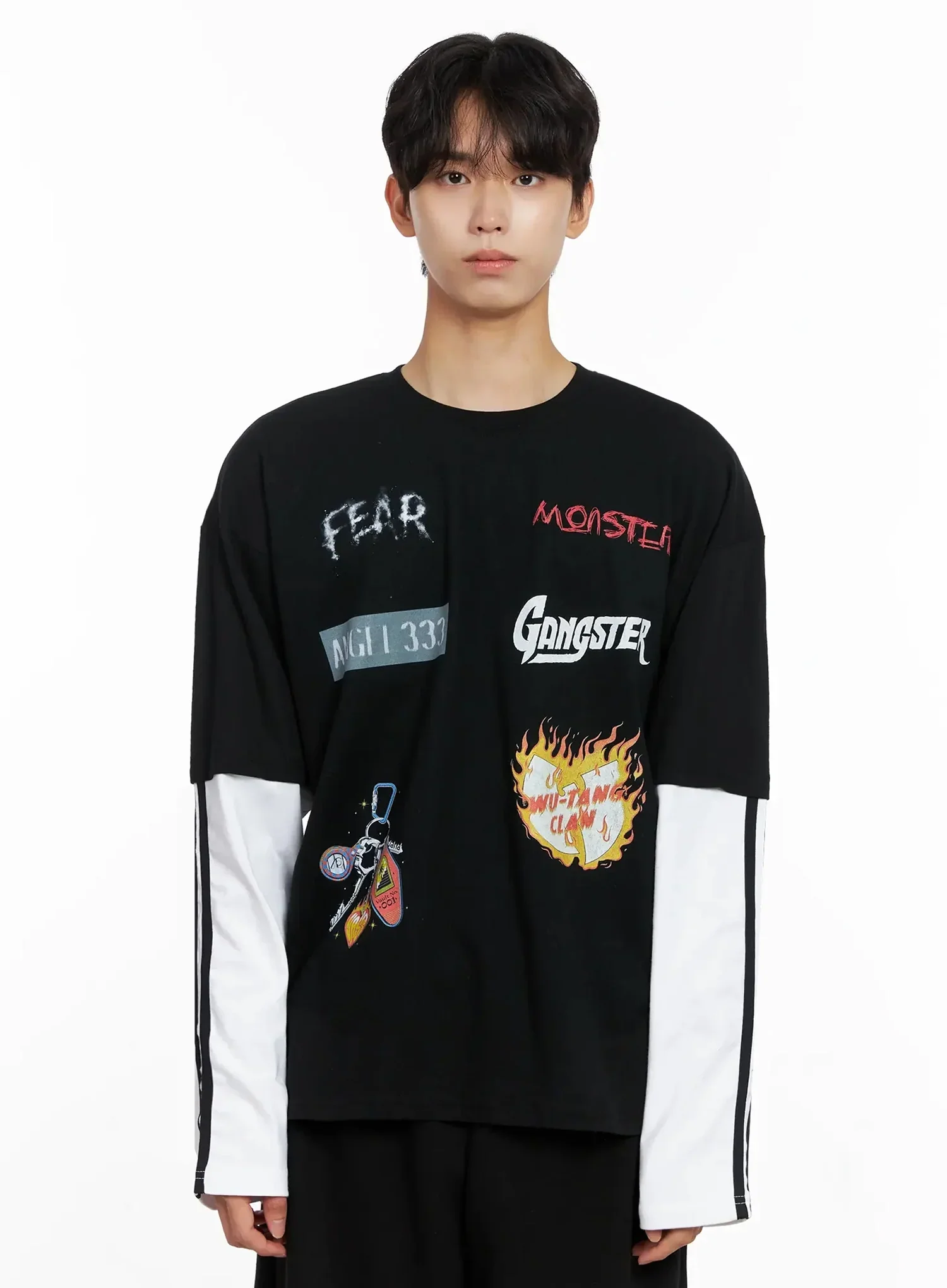 Men's Graphic Layered Long Sleeve Top IO517 - Image 16