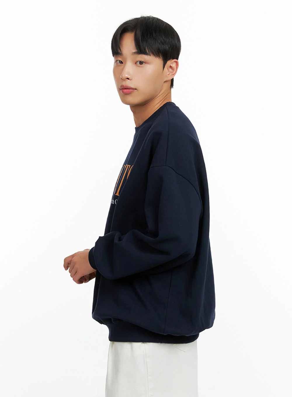 Men's Graphic Lettering Crewneck Sweatshirt (Dark Blue) IU414 - Image 5