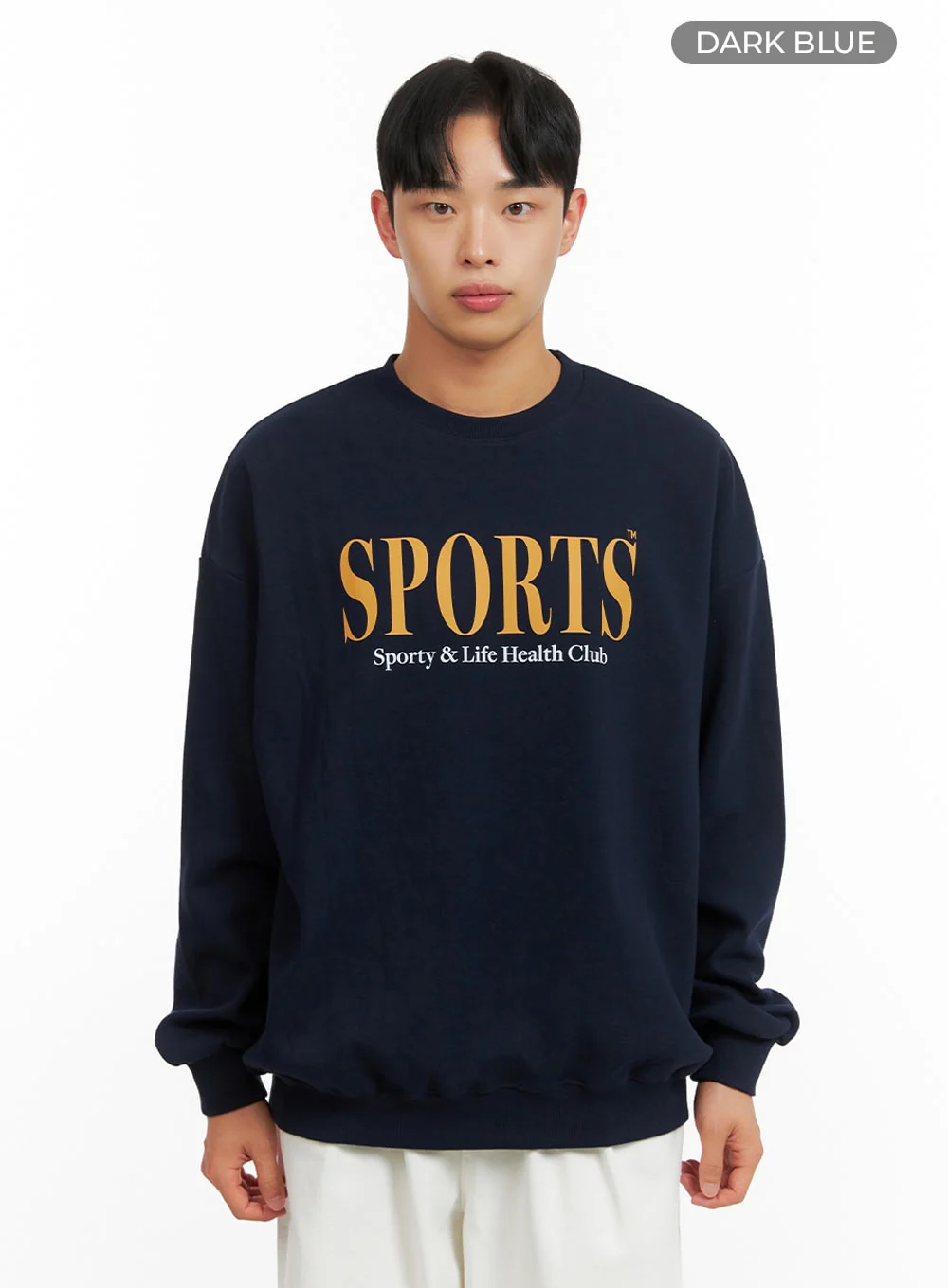 Men's Graphic Lettering Crewneck Sweatshirt (Dark Blue) IU414 - Image 9