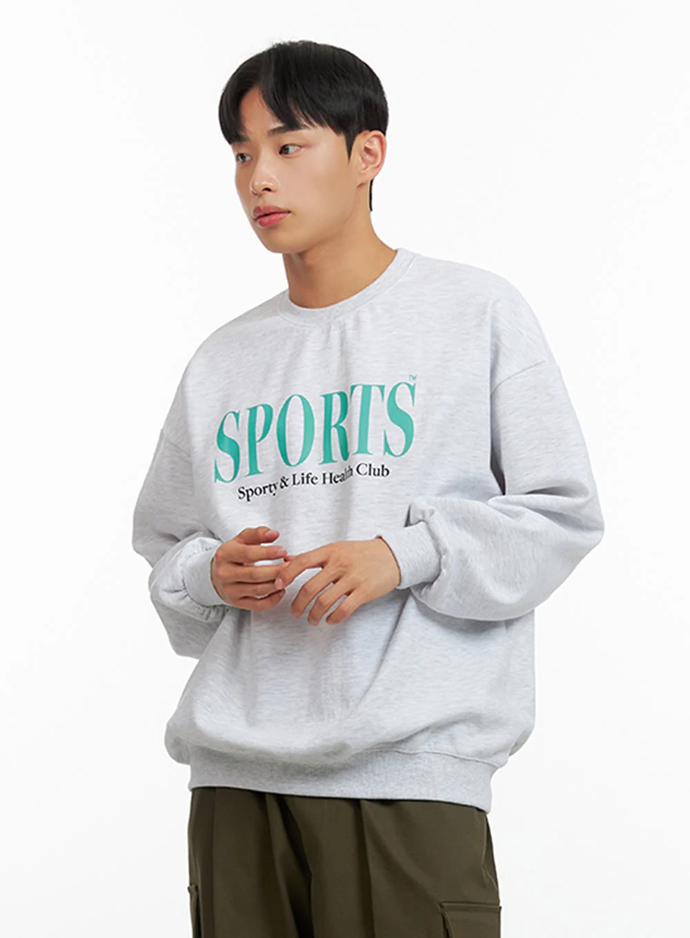 Men's Graphic Lettering Crewneck Sweatshirt (White) IU412 - Image 4