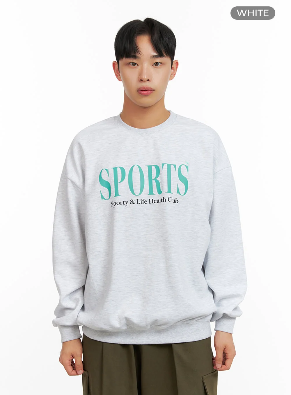 Men's Graphic Lettering Crewneck Sweatshirt (White) IU412 - Image 8