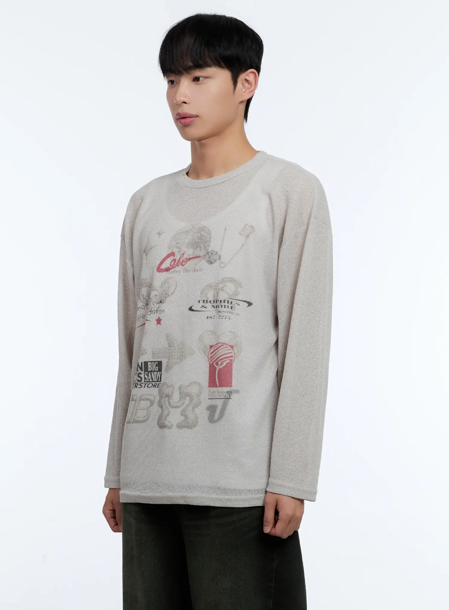 Men's Graphic Linen Long-Sleeve Tee IL515 - Image 4