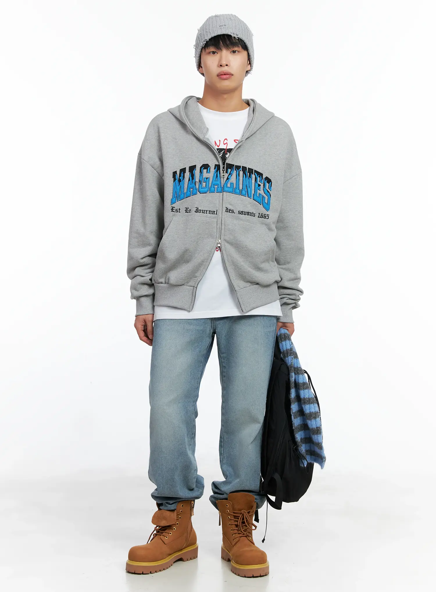 Men's Graphic Magazine Zip-Up Hoodie IN518 - Image 11