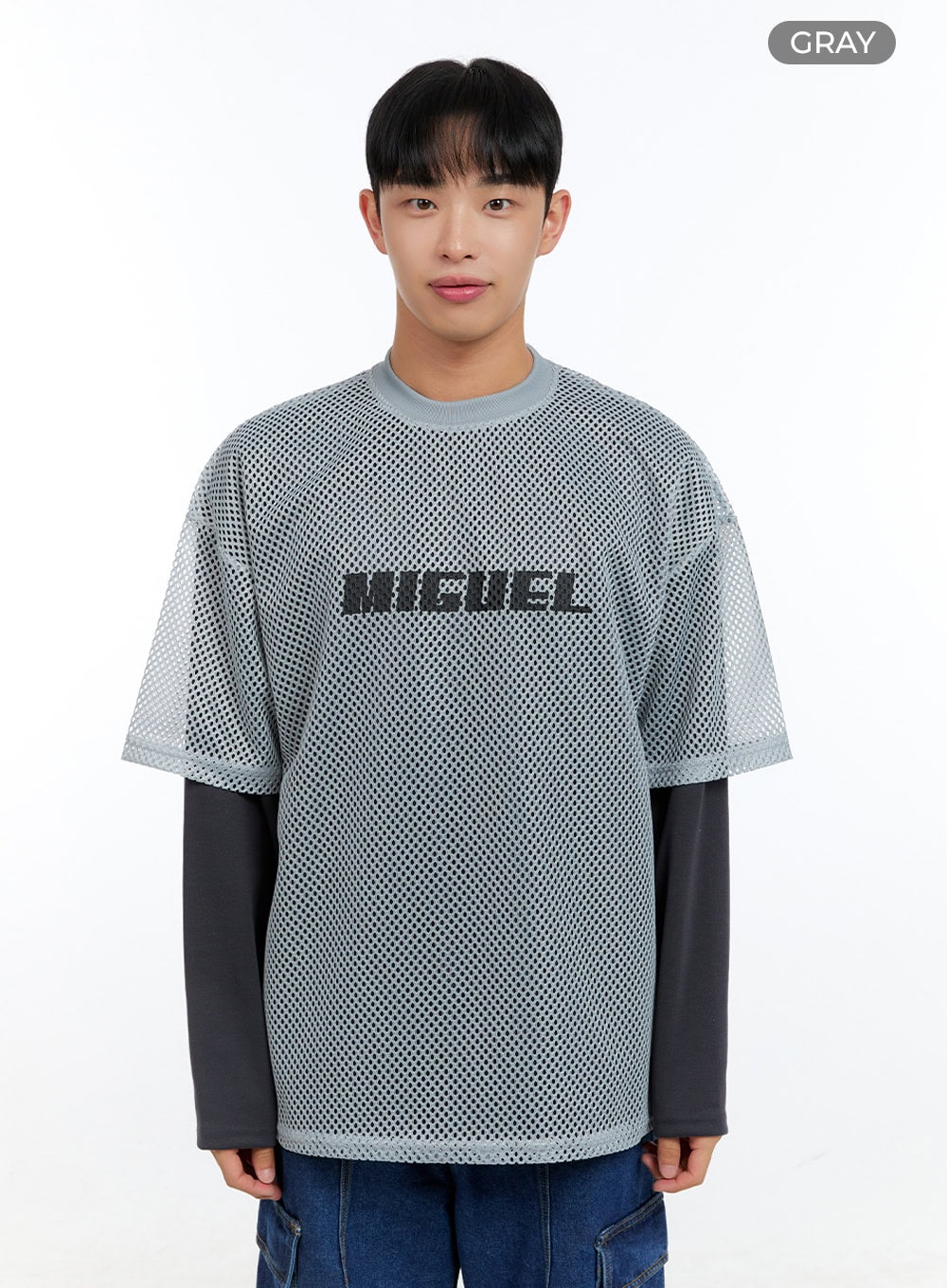 Men's Graphic Oversize Mesh T-shirt IG409 - Image 10