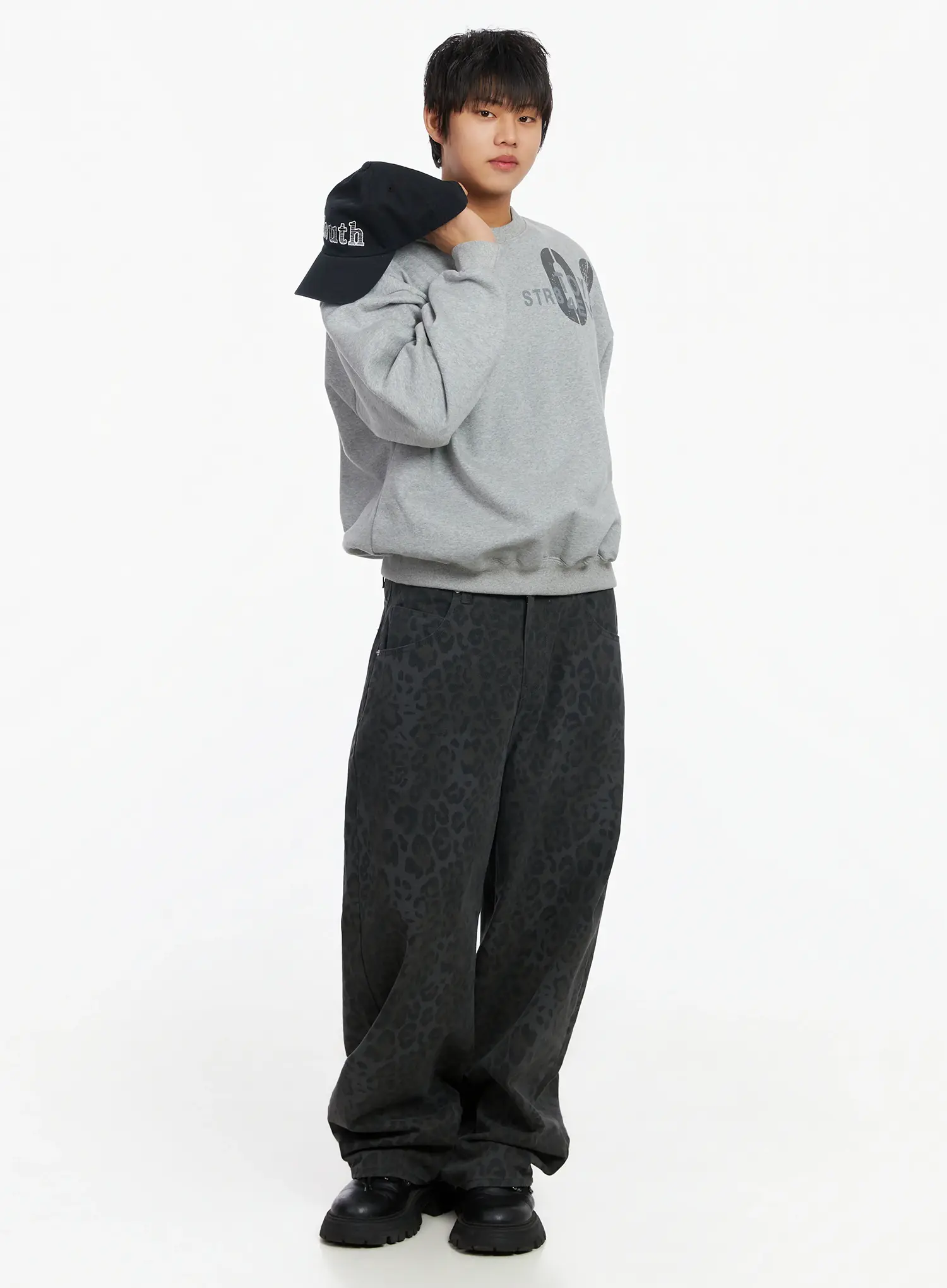 Men's Graphic Print Fleece Crewneck Sweatshirt IJ527 - Image 2