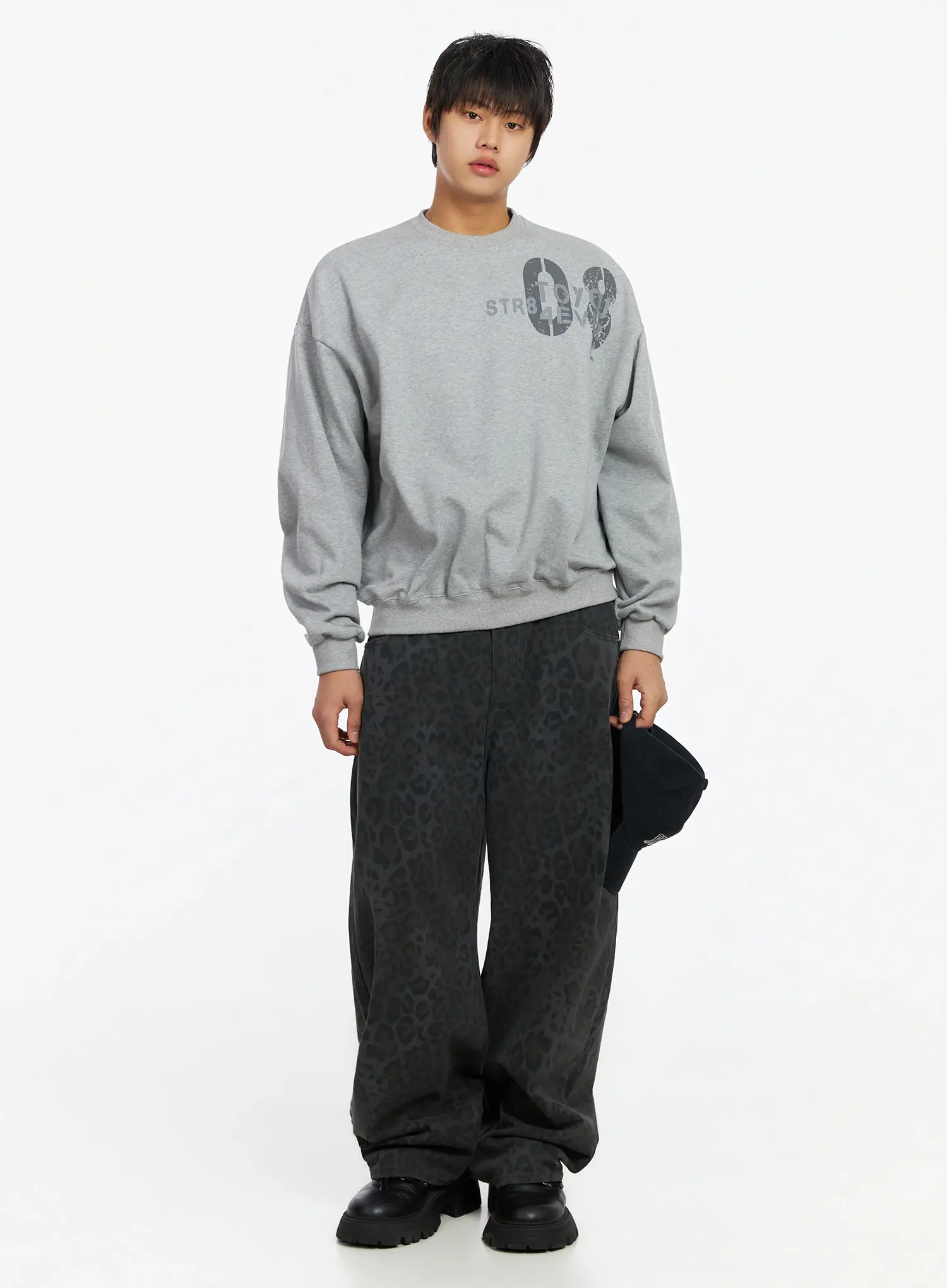 Men's Graphic Print Fleece Crewneck Sweatshirt IJ527 - Image 7