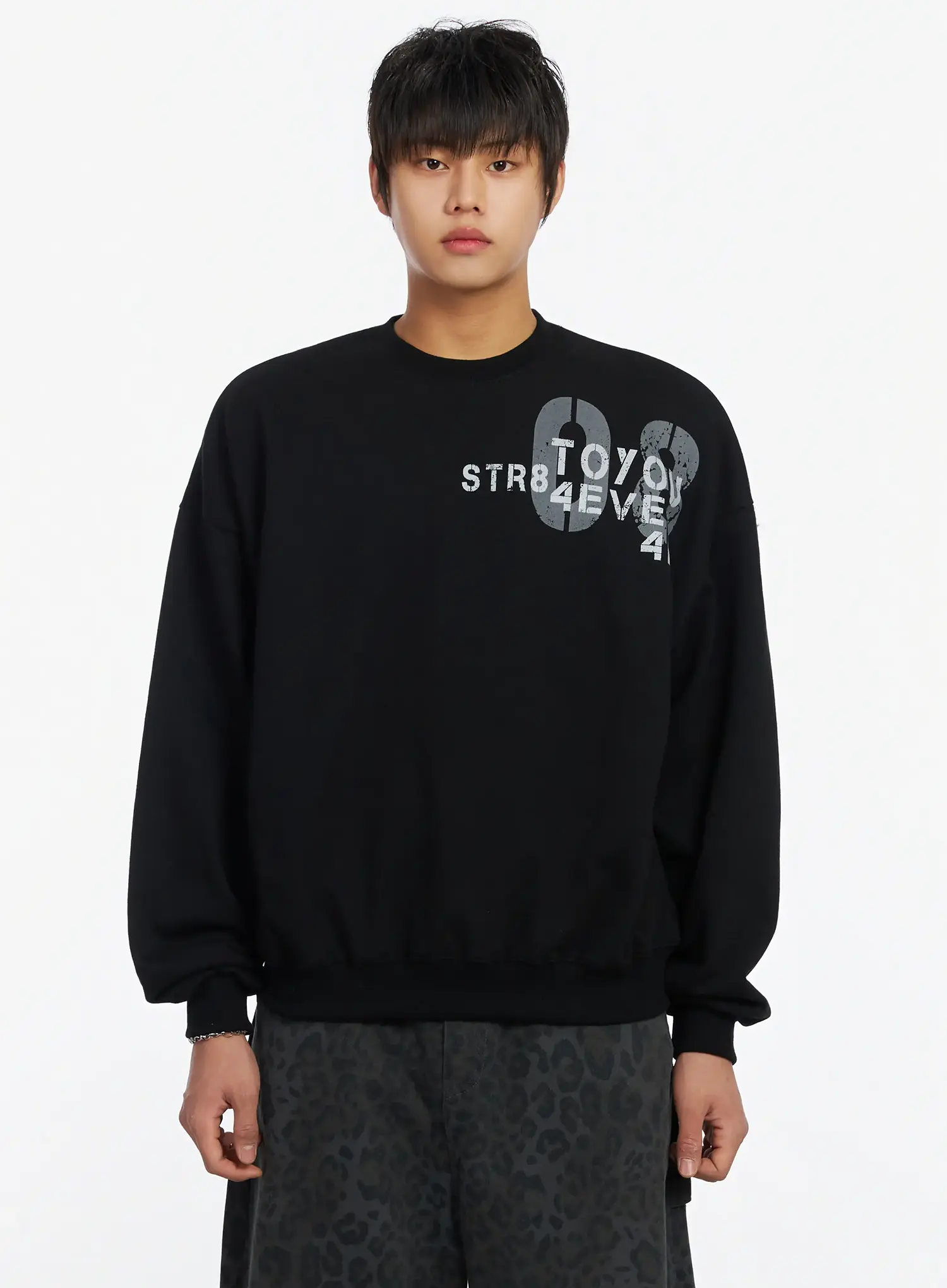 Men's Graphic Print Fleece Crewneck Sweatshirt IJ527 - Image 8