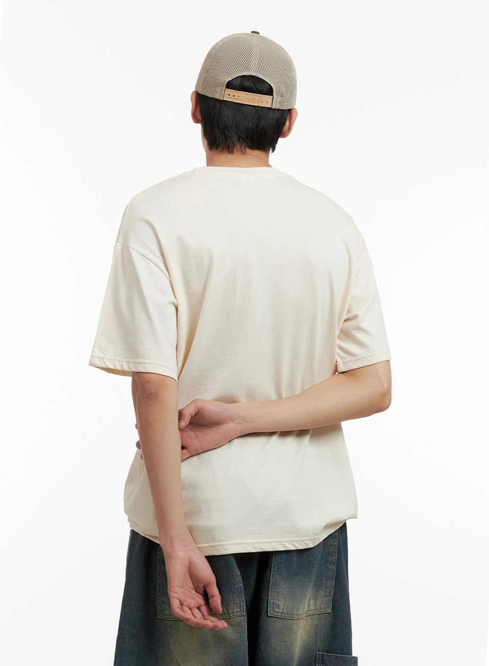 Men's Graphic Round Neck T-Shirt (Light Beige) IL404 - Image 5