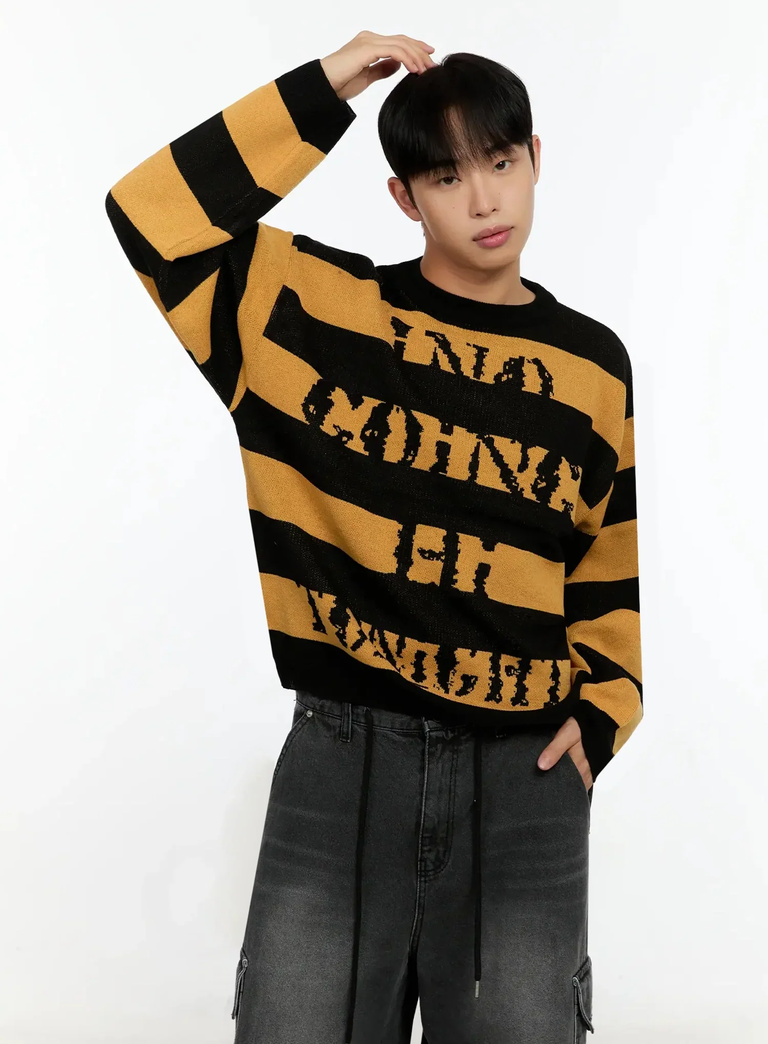Men's Graphic Striped Sweater IN506 - Image 5