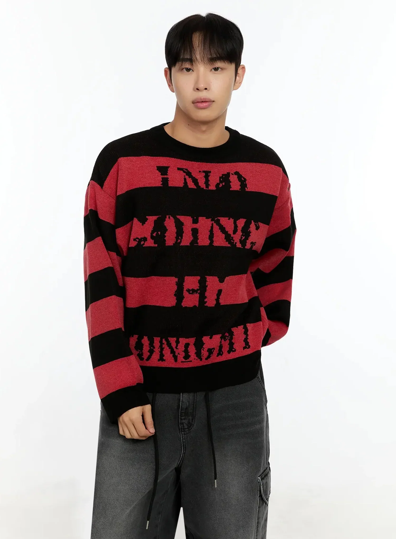 Men's Graphic Striped Sweater IN506 - Image 8