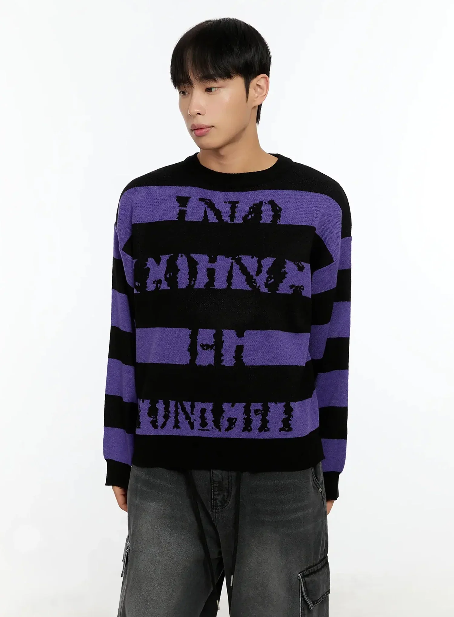 Men's Graphic Striped Sweater IN506 - Image 9