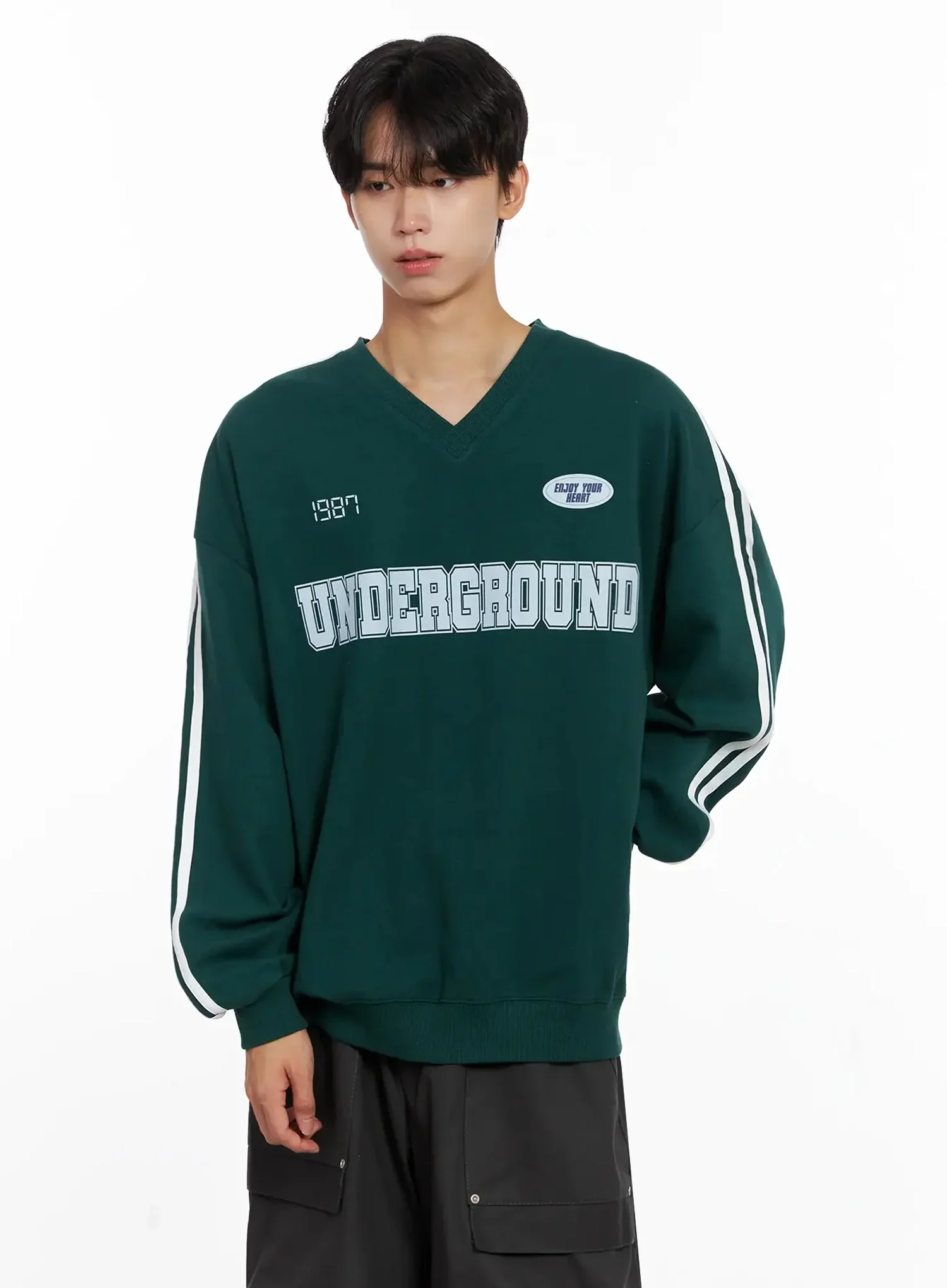 Men's Graphic V-Neck Sweatshirt IO516 - Image 9