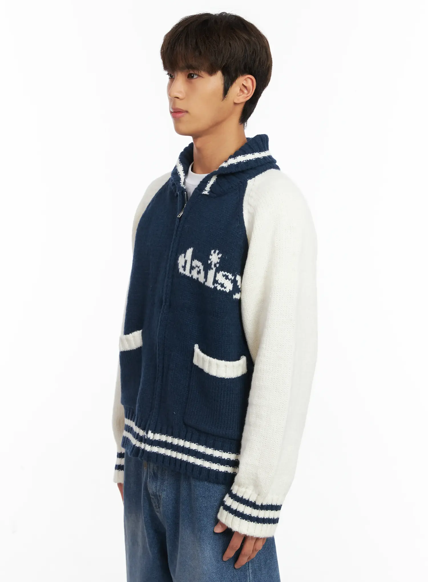 Men's Graphic Varsity Style Knit Jacket ID511 - Image 4