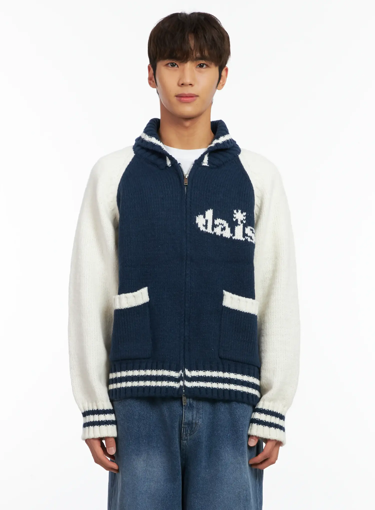 Men's Graphic Varsity Style Knit Jacket ID511 - Image 9