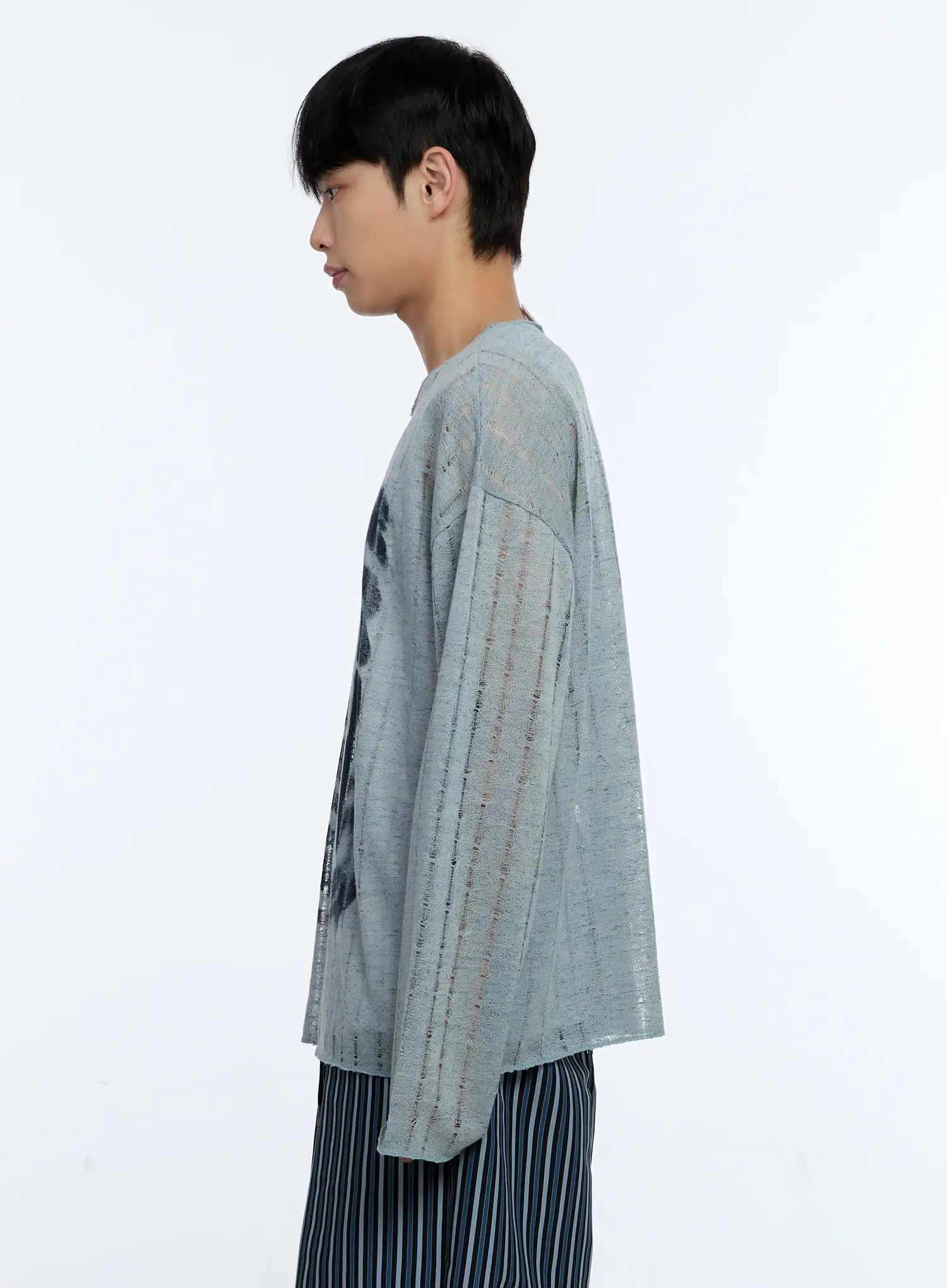 Men's Grunge Oversized Open Knit Sweater IG515 - Image 5