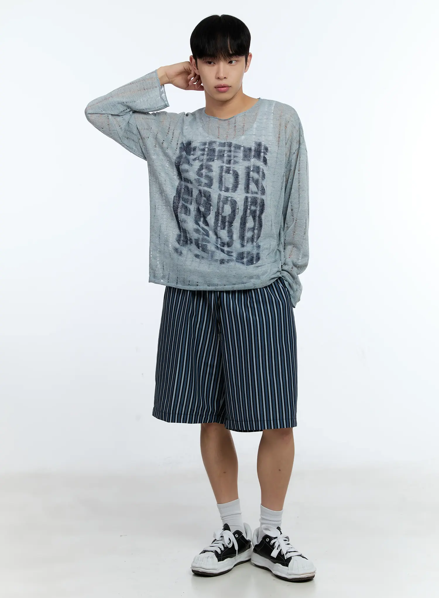 Men's Grunge Oversized Open Knit Sweater IG515 - Image 7