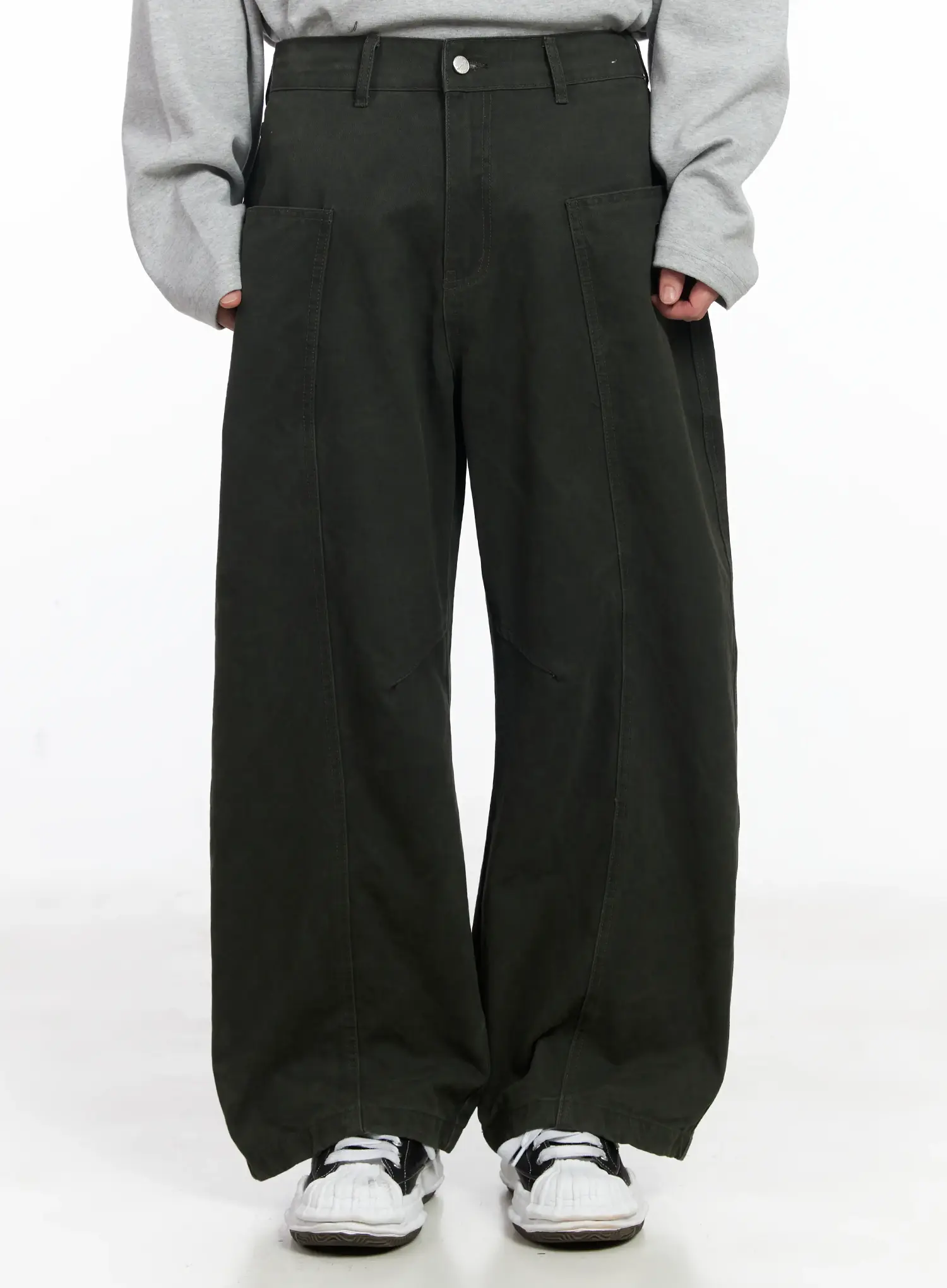 Men's Heart Embroidered Wide Cotton Pants IJ521