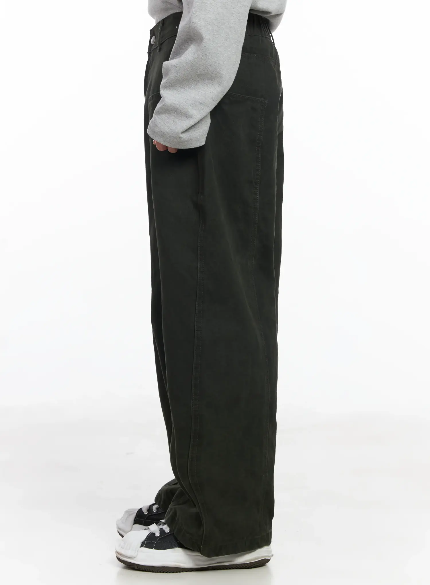 Men's Heart Embroidered Wide Cotton Pants IJ521 - Image 6
