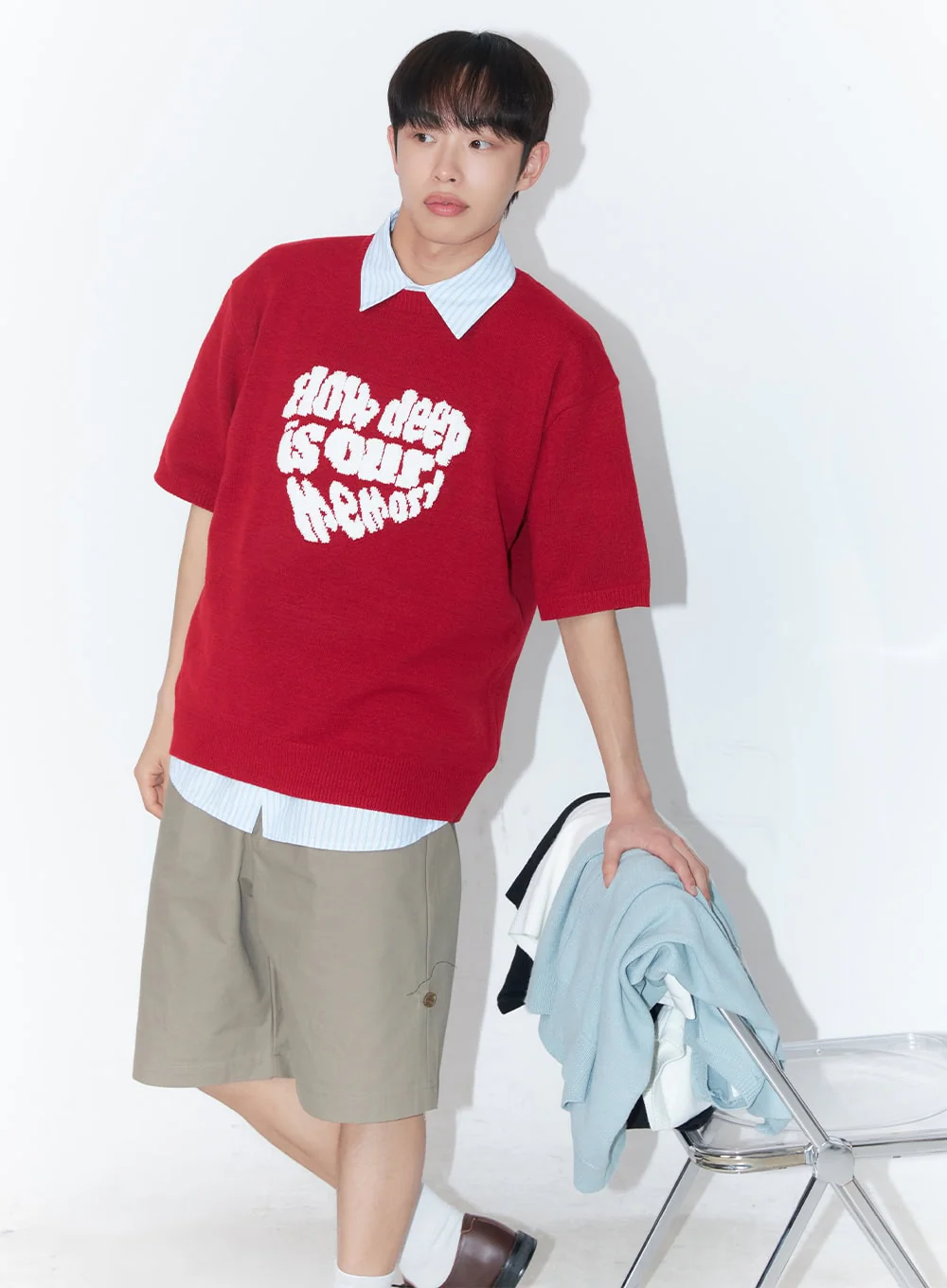 Men's Heart Graphic Short Sleeve Sweater IA521 - Image 13