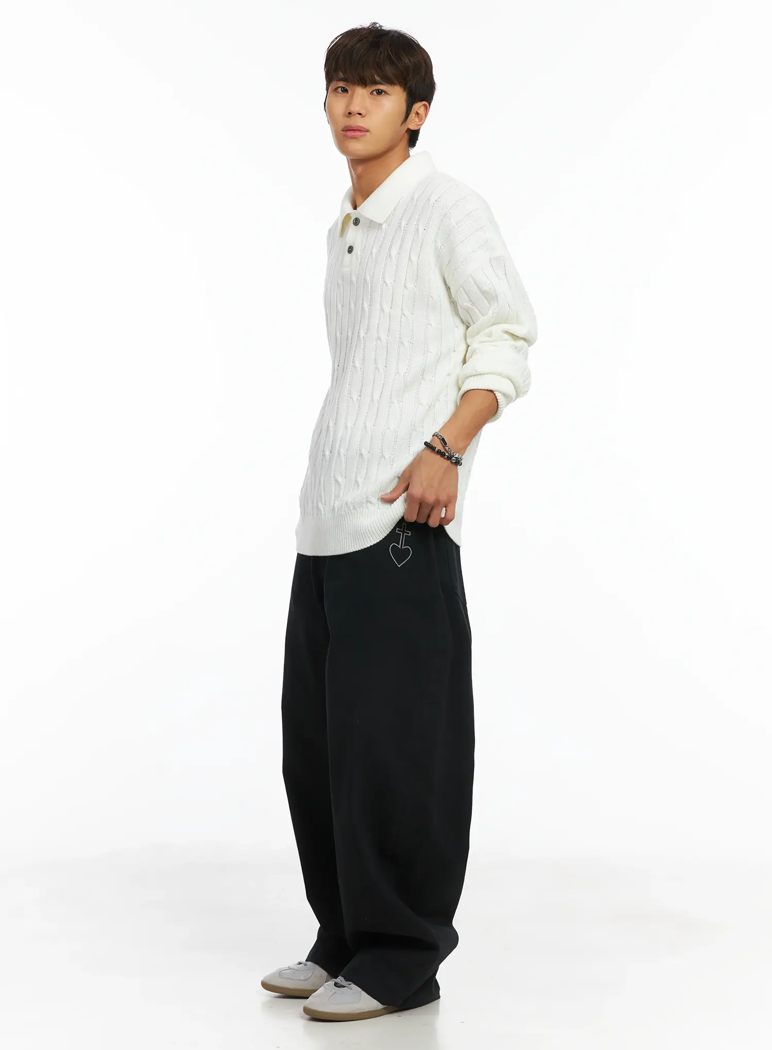 Men's Heart Stud Wide Leg Jeans IJ514 - Image 10