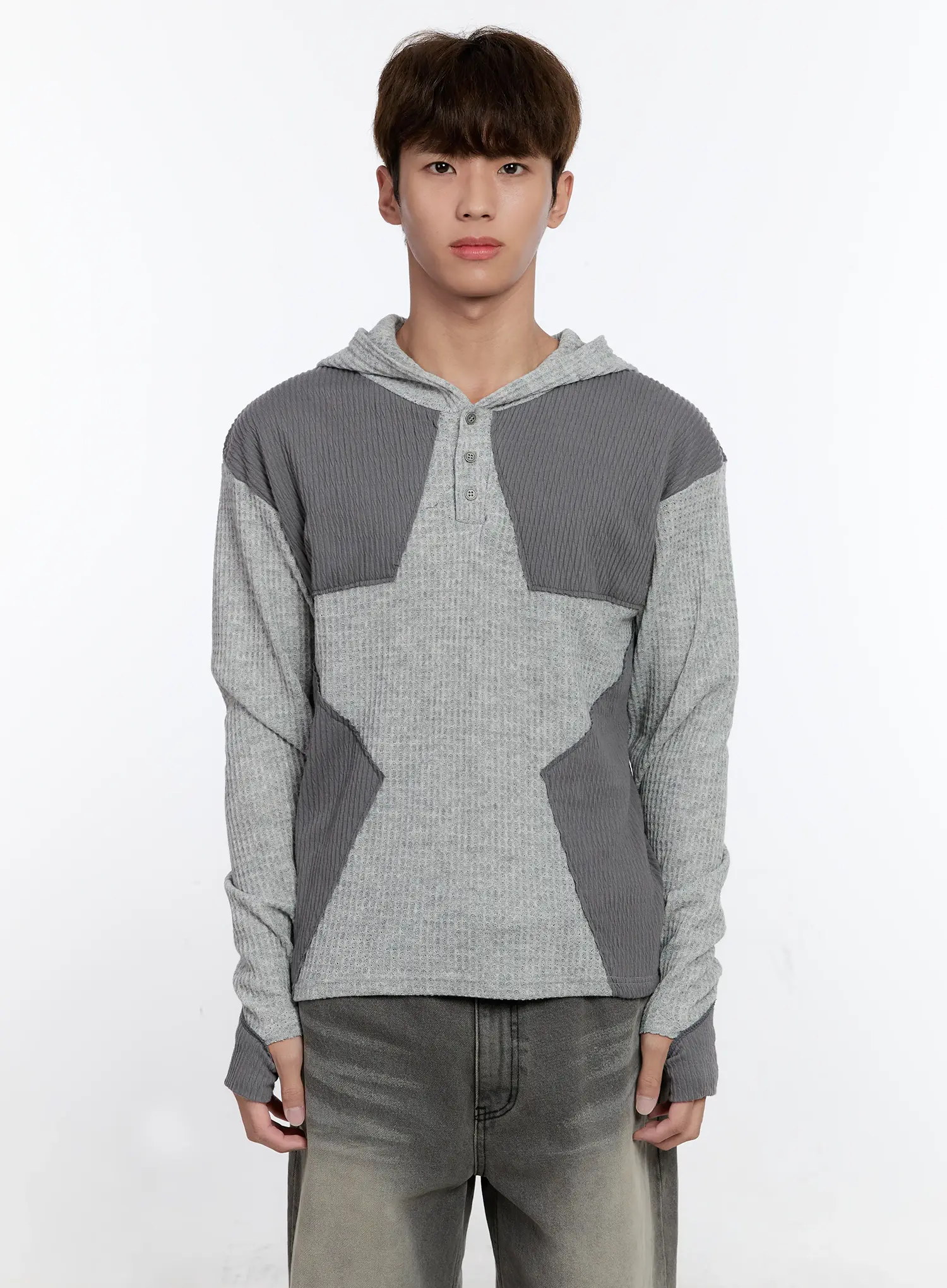 Men's Henley Hooded Sweater IS530 - Image 10