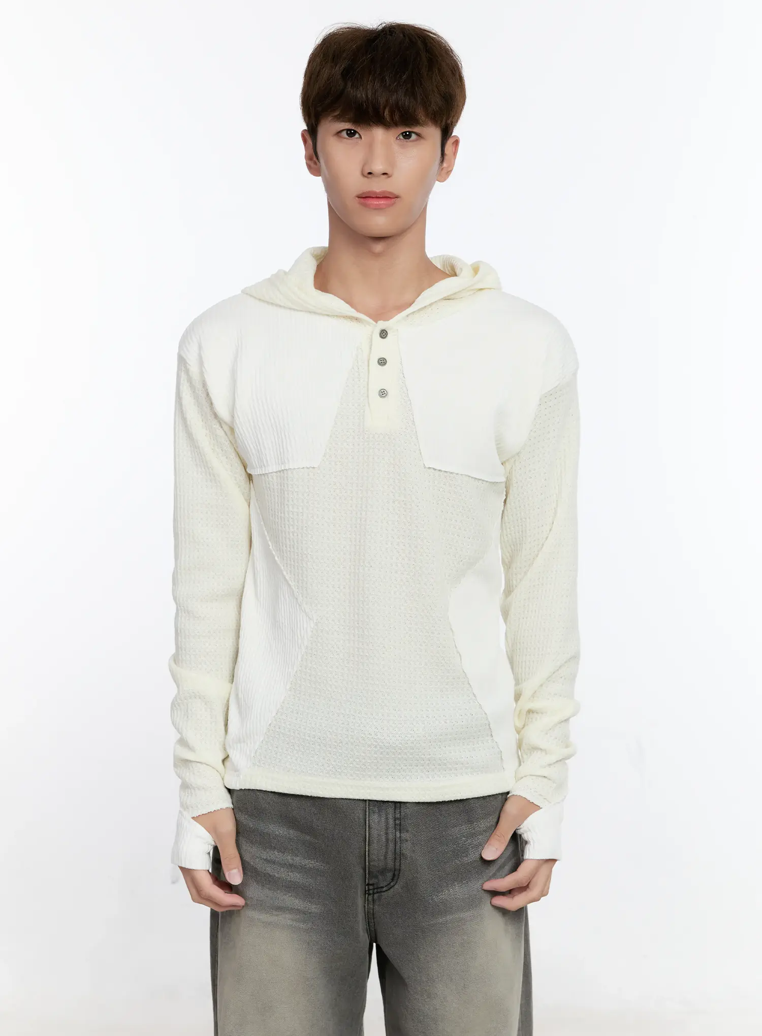 Men's Henley Hooded Sweater IS530 - Image 12