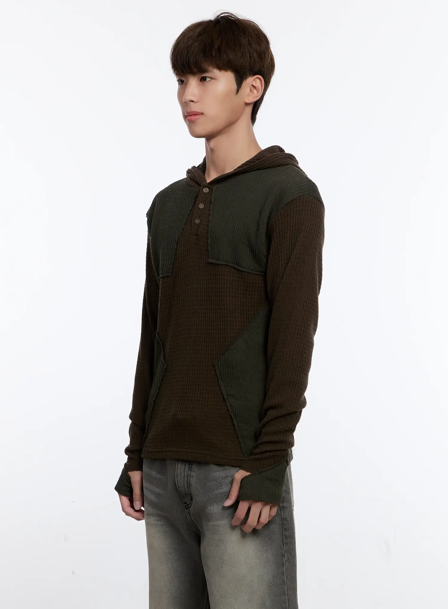 Men's Henley Hooded Sweater IS530 - Image 4