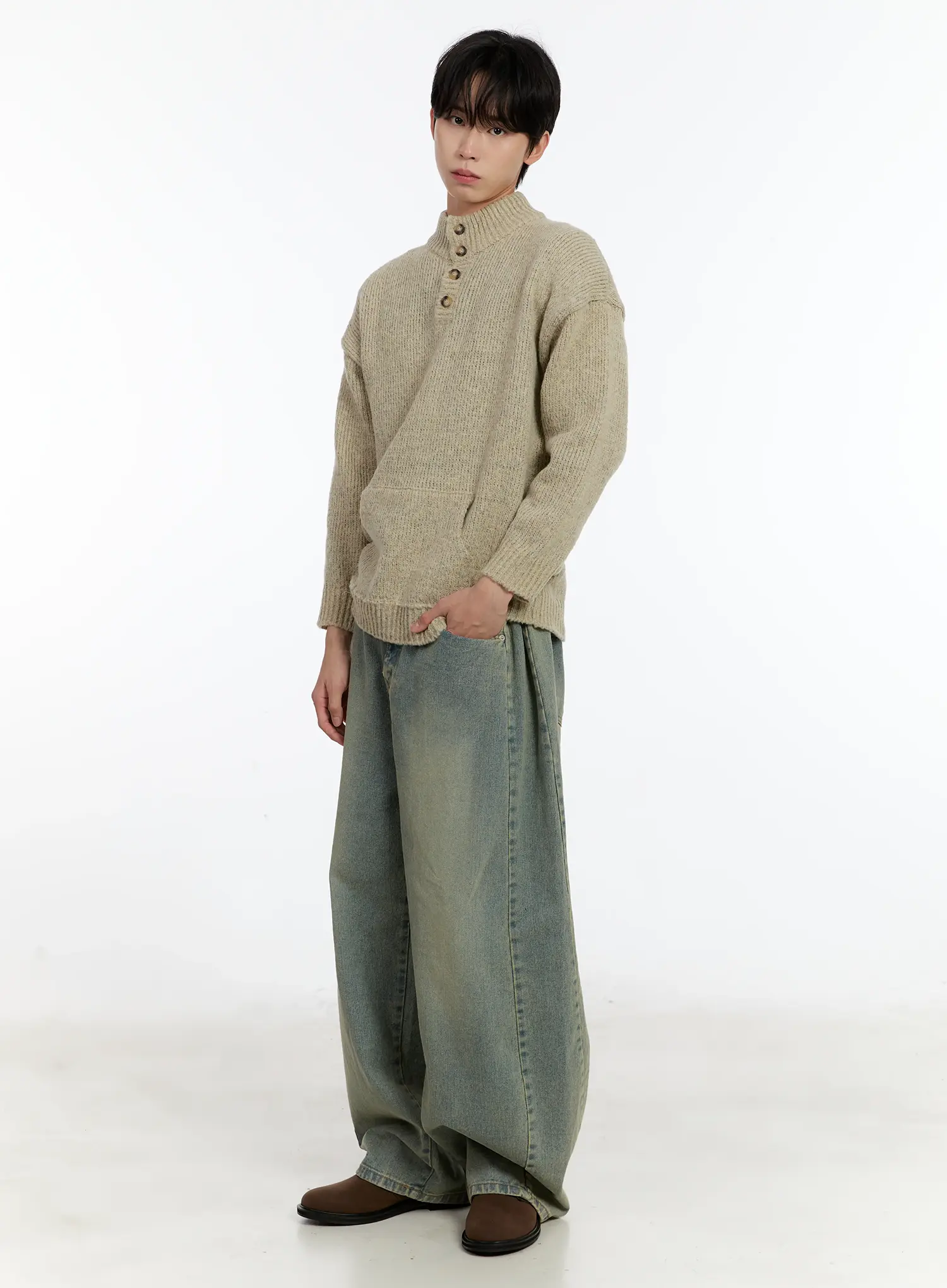 Men's Henley Knit Sweater ID502 - Image 2