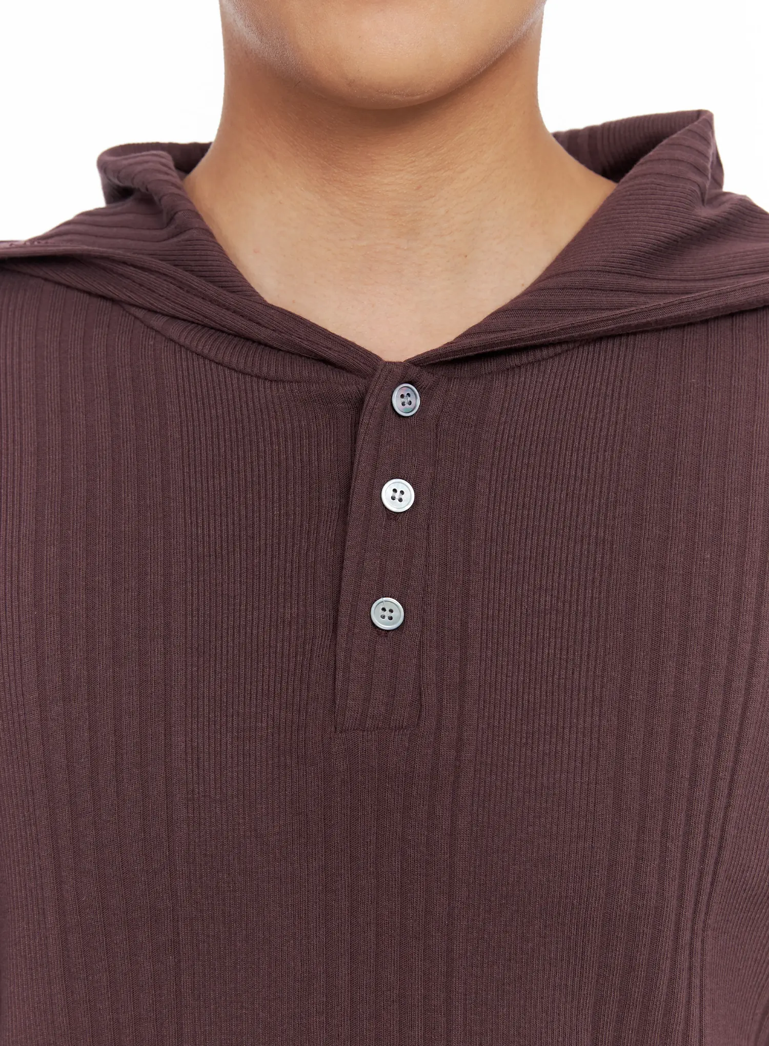 Men's Henley Neck Long Sleeve Hoodie IS502 - Image 11